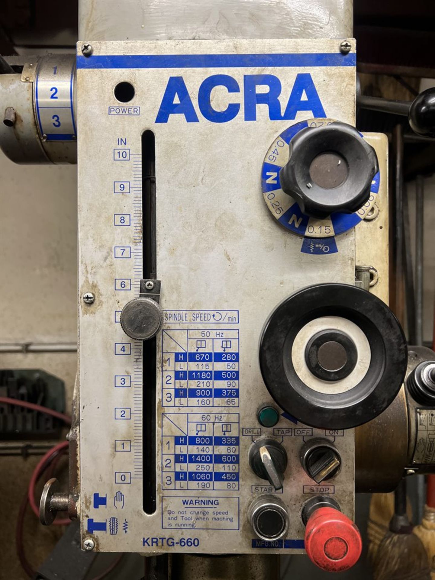 ACRA KRTG-660 Geared Head Drill, s/n N/A, 18" Diameter Table, 16" Knee Travel, 1400 RPM, #3 MT, 3 - Image 7 of 7