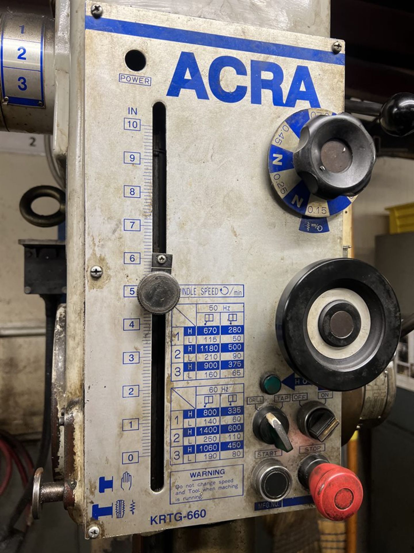 ACRA KRTG-660 Geared Head Drill, s/n N/A, 18" Diameter Table, 16" Knee Travel, 1400 RPM, #3 MT, 3 - Image 6 of 7