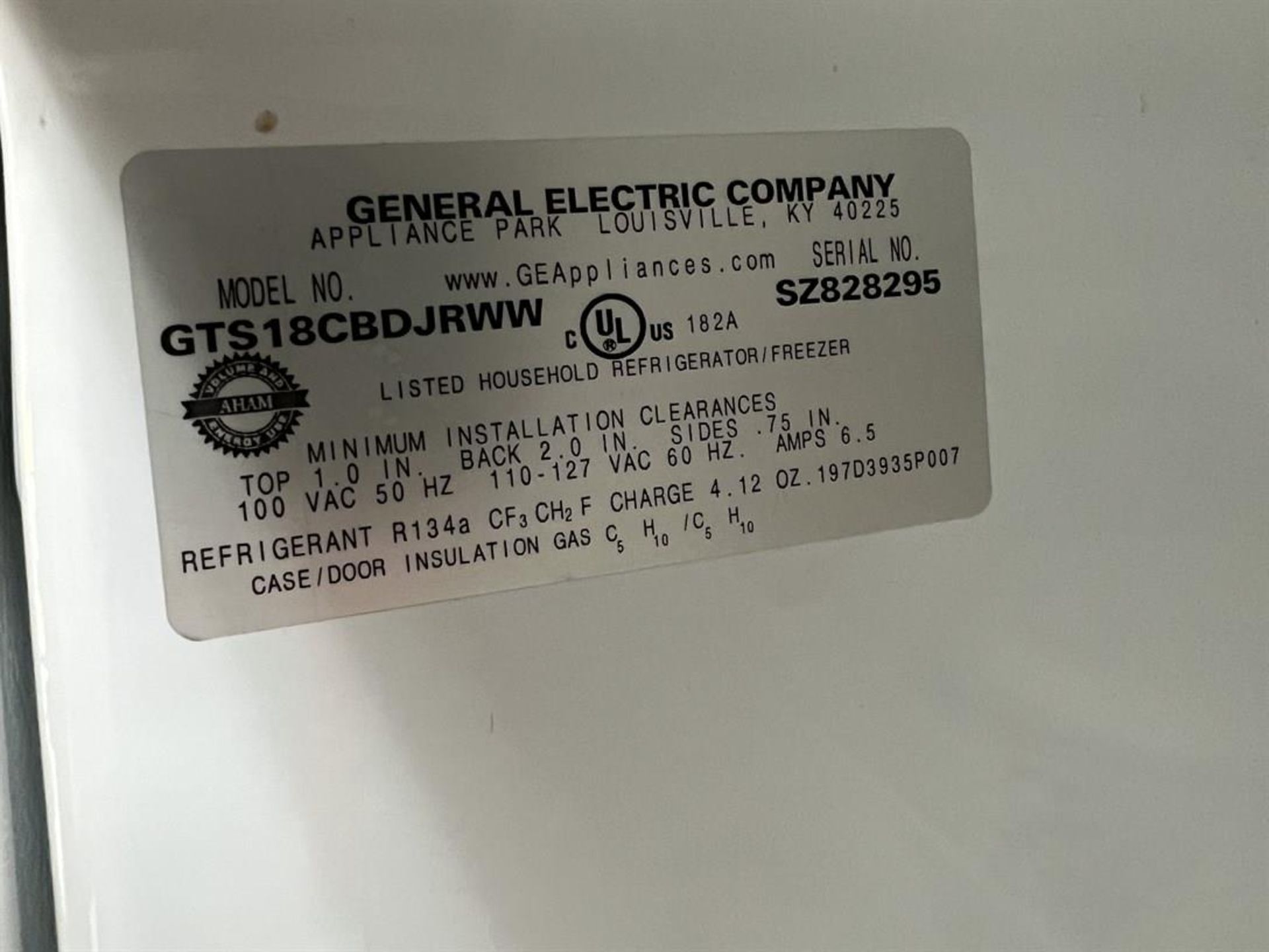 GE GTS18CBDJRWW Refrigerator/Freezer, s/n SZ828295 - Image 3 of 3