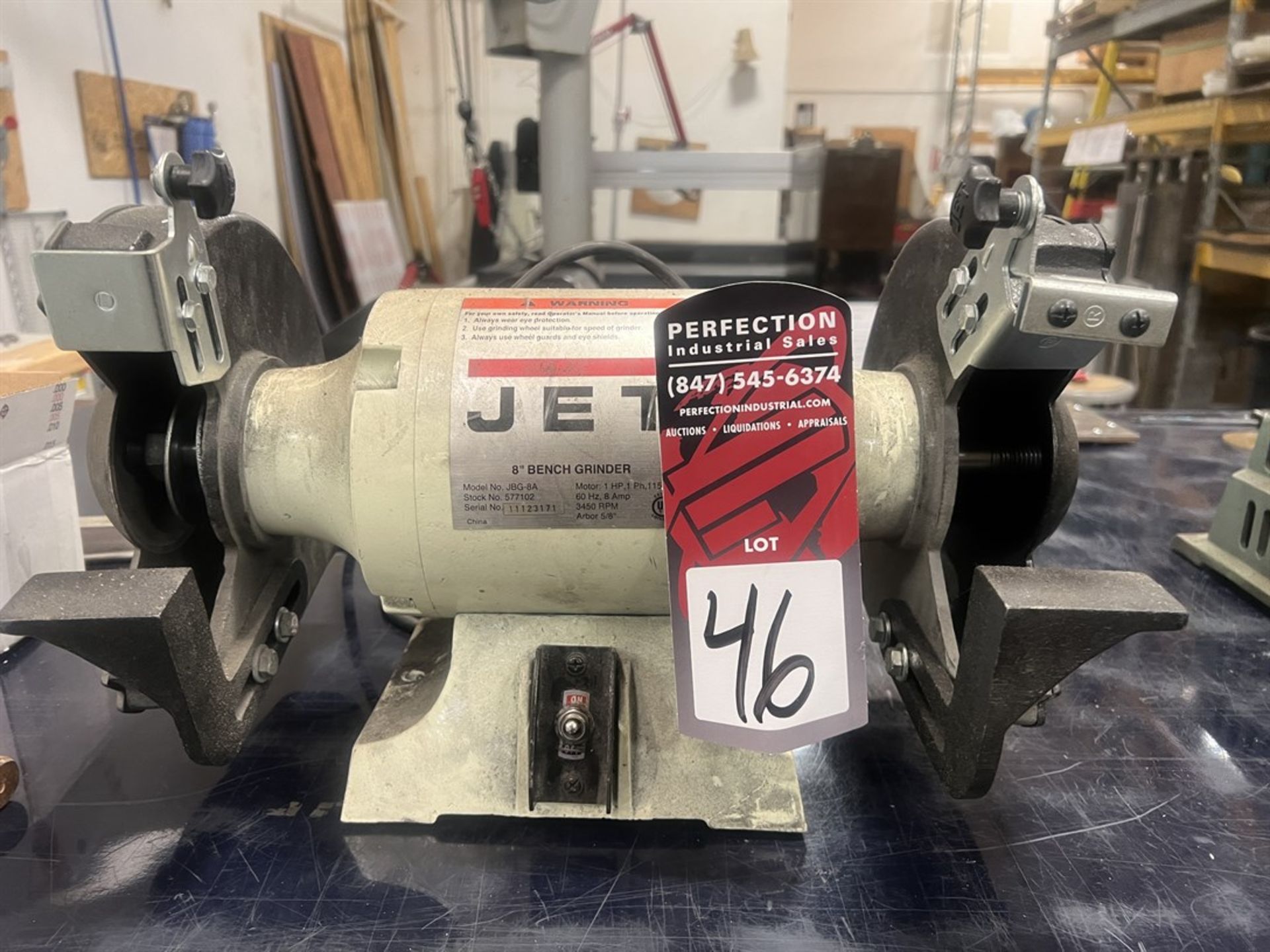 JET JBG-8A 8" Bench Grinder, 1HP, 3450 RPM, Single Phase - Image 2 of 3