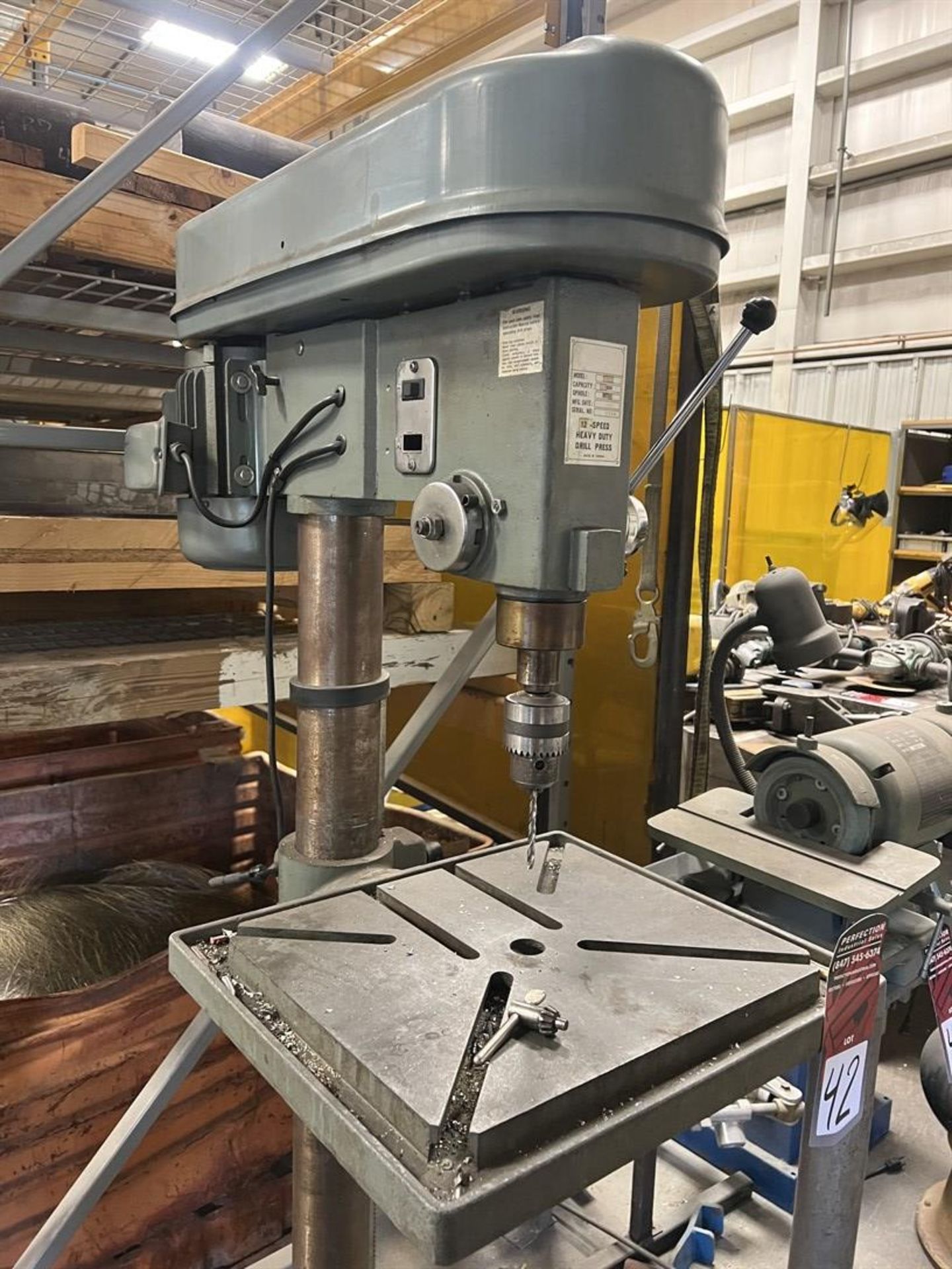 KBC MACHINERY 1002 12-Speed Drill Press, s/n 000543, 13.5" x 16" Table, 11" Throat, 1 HP - Image 3 of 7