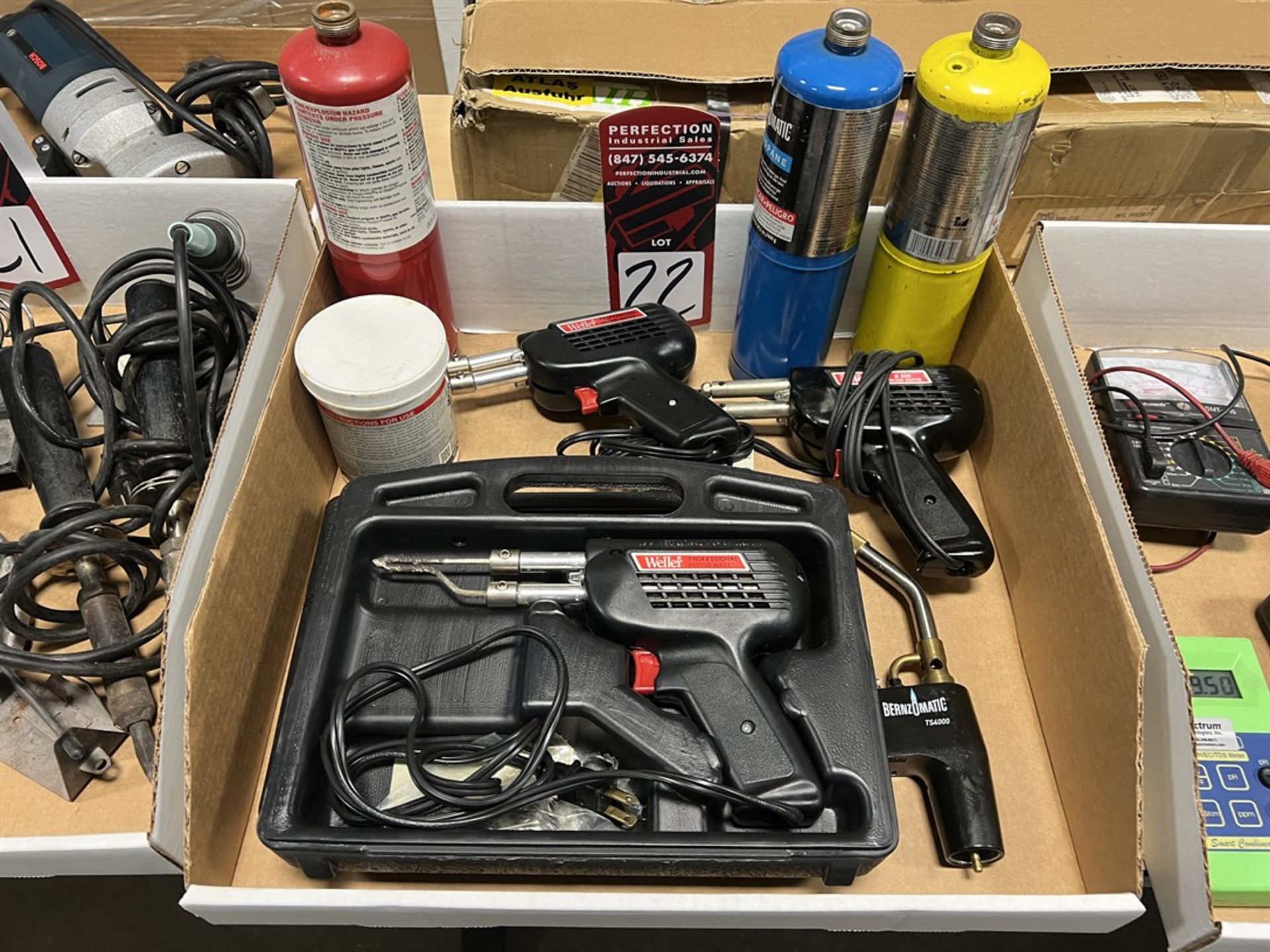 Lot of Assorted Soldering Gun, Torch Head and Assorted Tanks