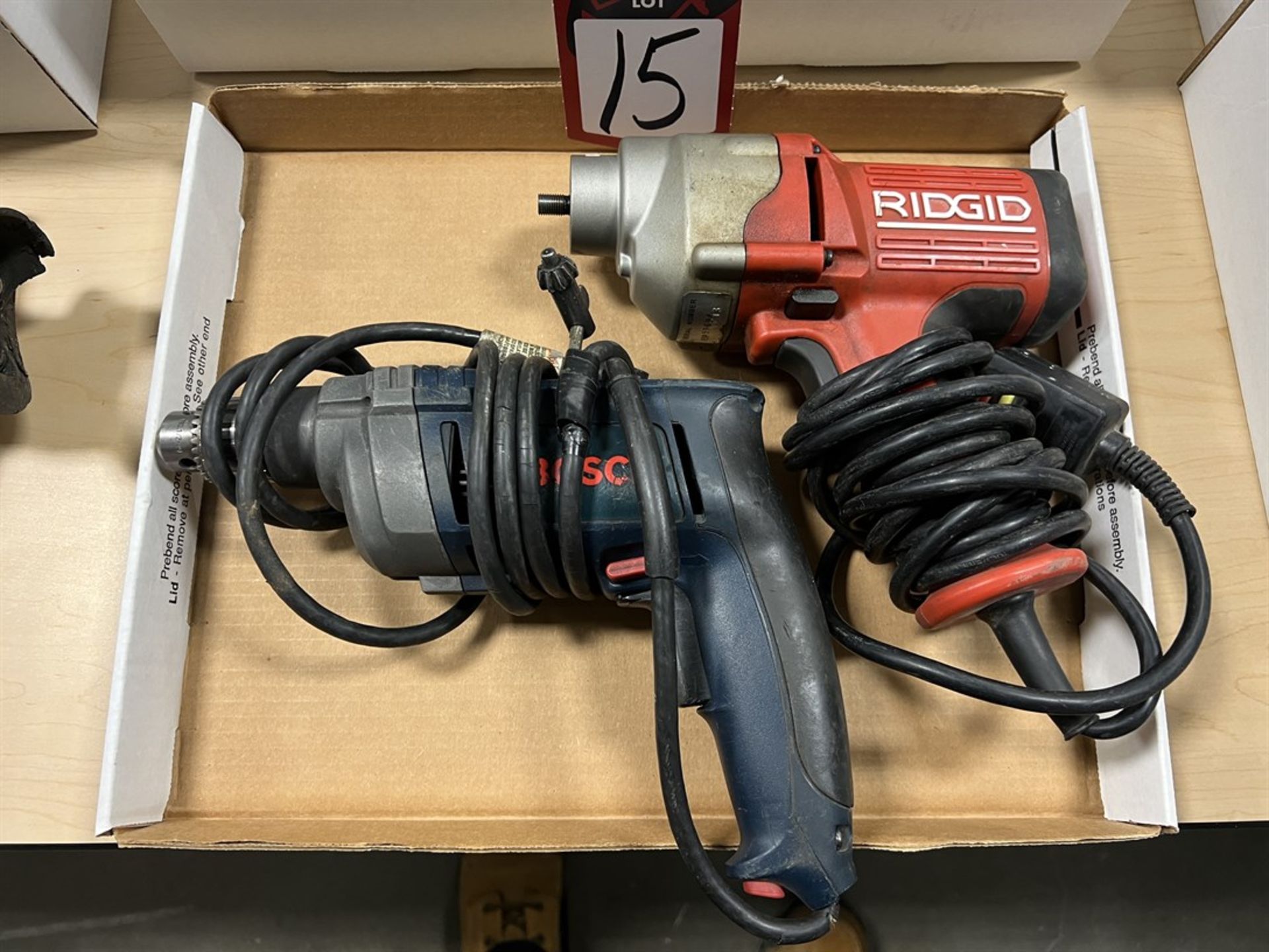 Lot Comprising BOSCH 10011VSR 3/8" Drill and RIGID K-45 Drill