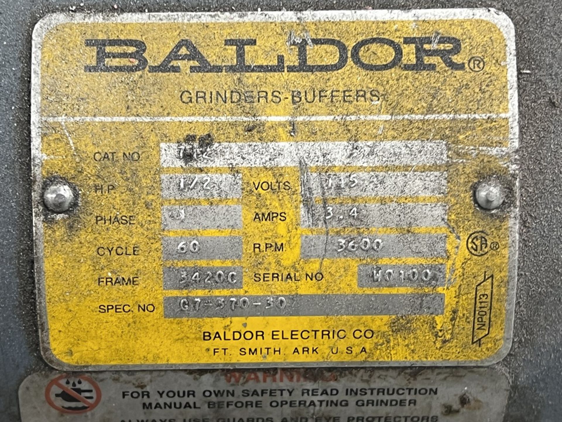 BALDOR 712 Dual End Pedestal Grinder, 3600 RPM, 1/2 HP - Image 4 of 4