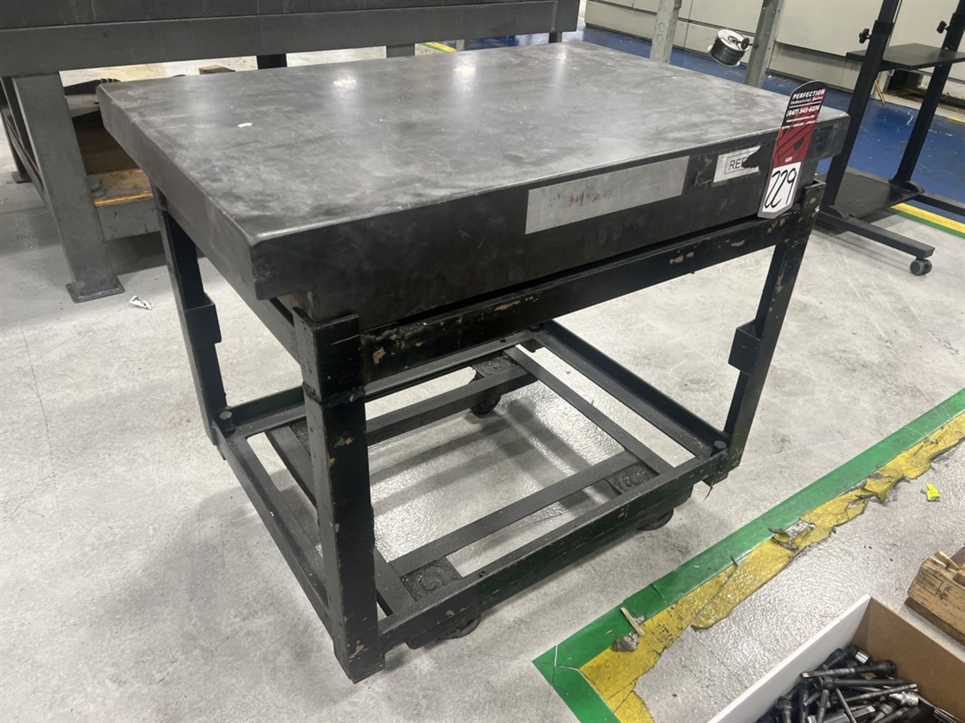 MICROFLAT Double Edge Granite Surface Plate on Steel Cart , 3' x 2' x 5" Thick