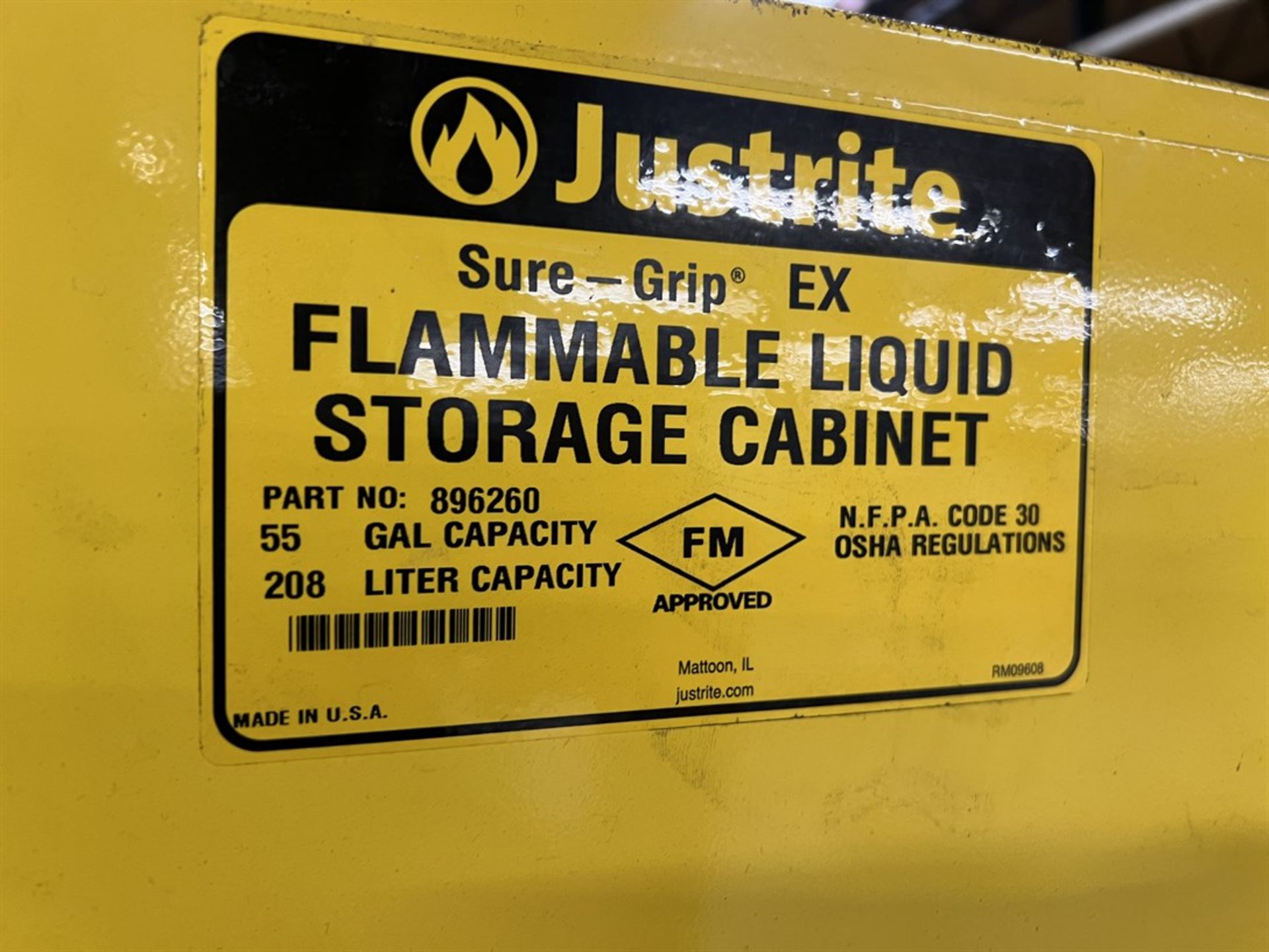 JUSTRITE Sure Grip EX 55 Gallon Drum Flammable Liquids Storage Cabinet - Image 2 of 3