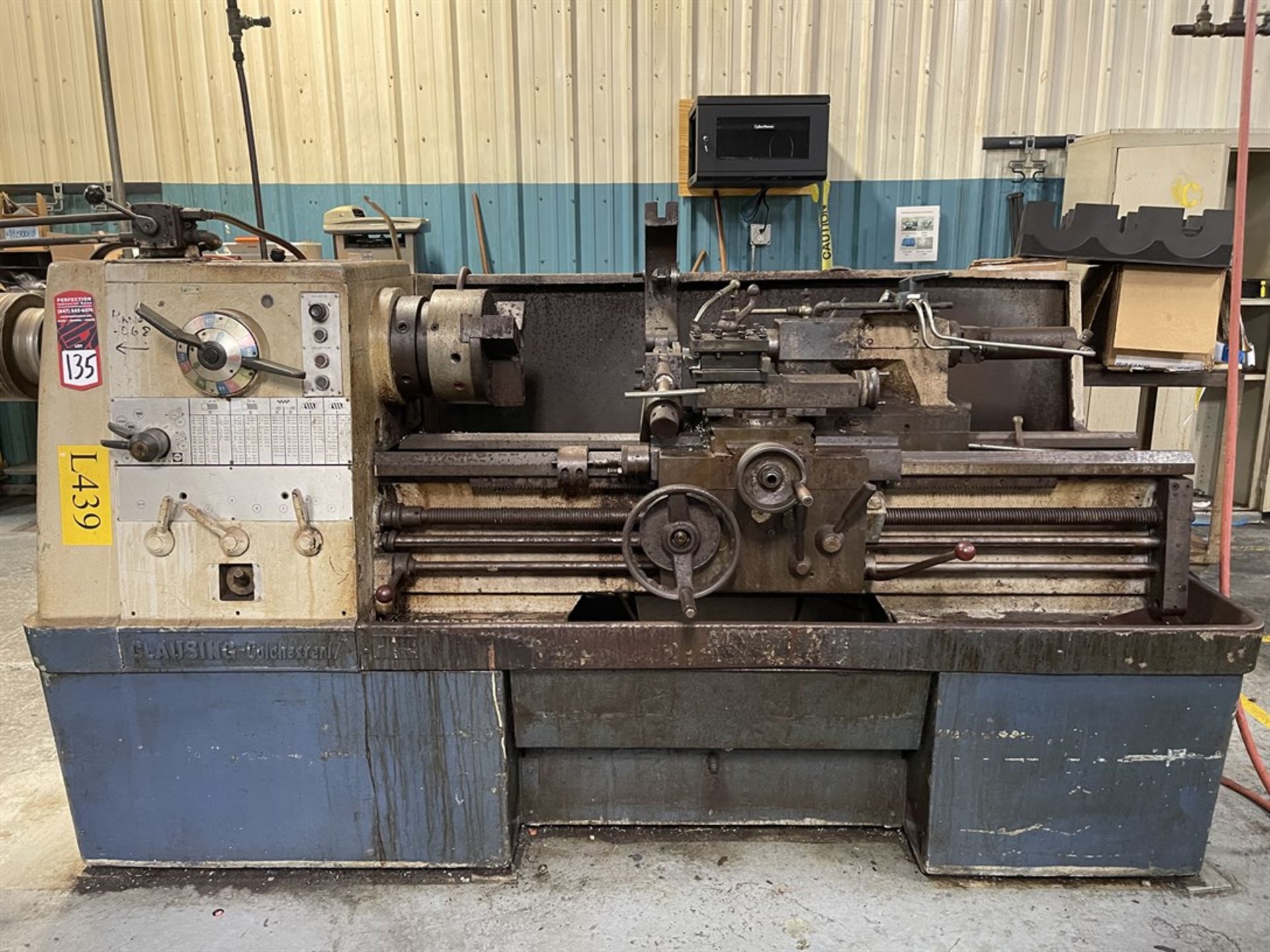 CLAUSING Colchester 17 Lathe, 10" 3-Jaw, 17" x 42" Between Centers, Steady Rest, 4-Way Tool