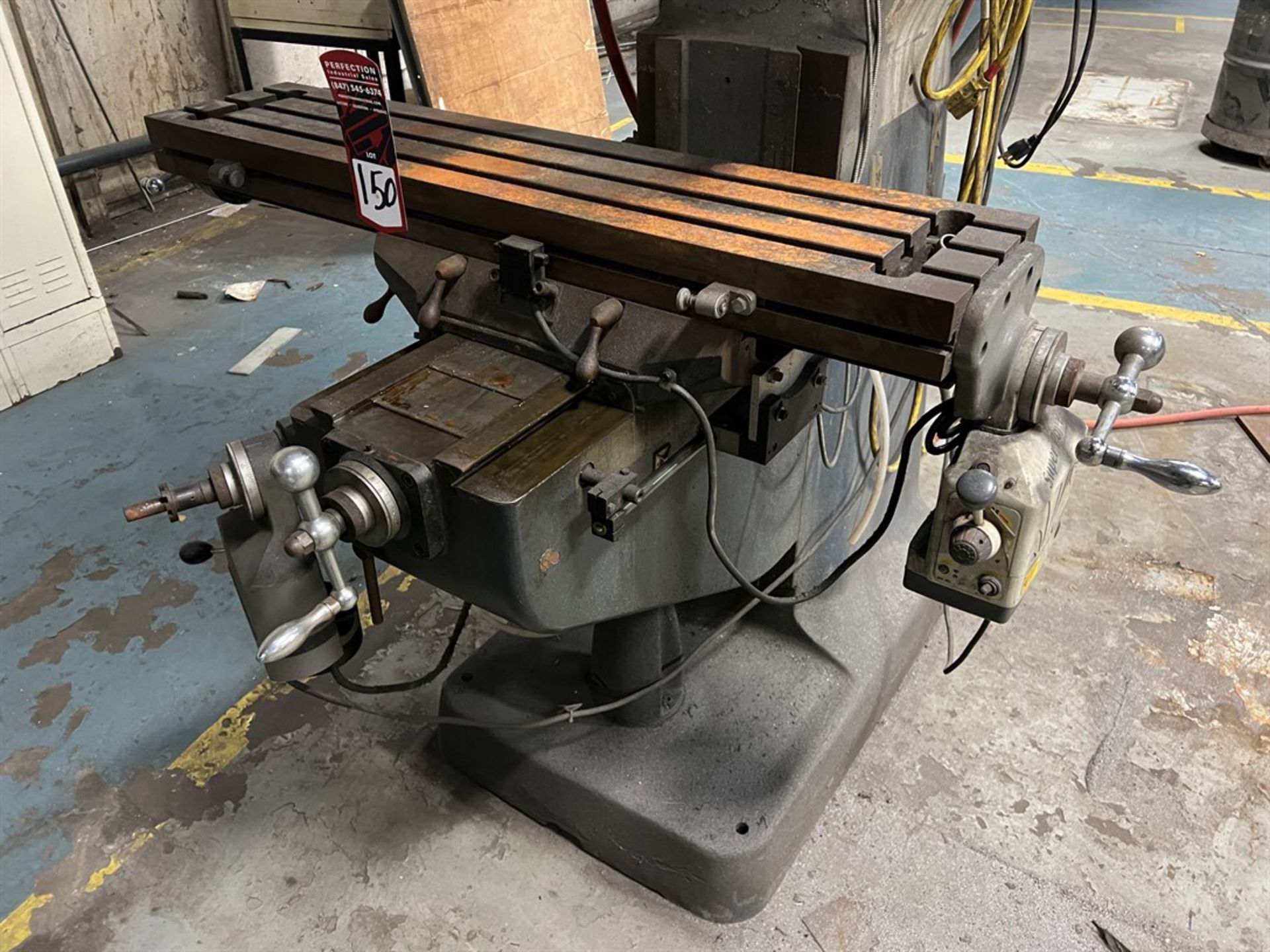 BRIDGEPORT Series I Milling Machine, s/n 241166, 9" x 42" Power Feed Table, Power Draw Bar, Newall - Image 3 of 6
