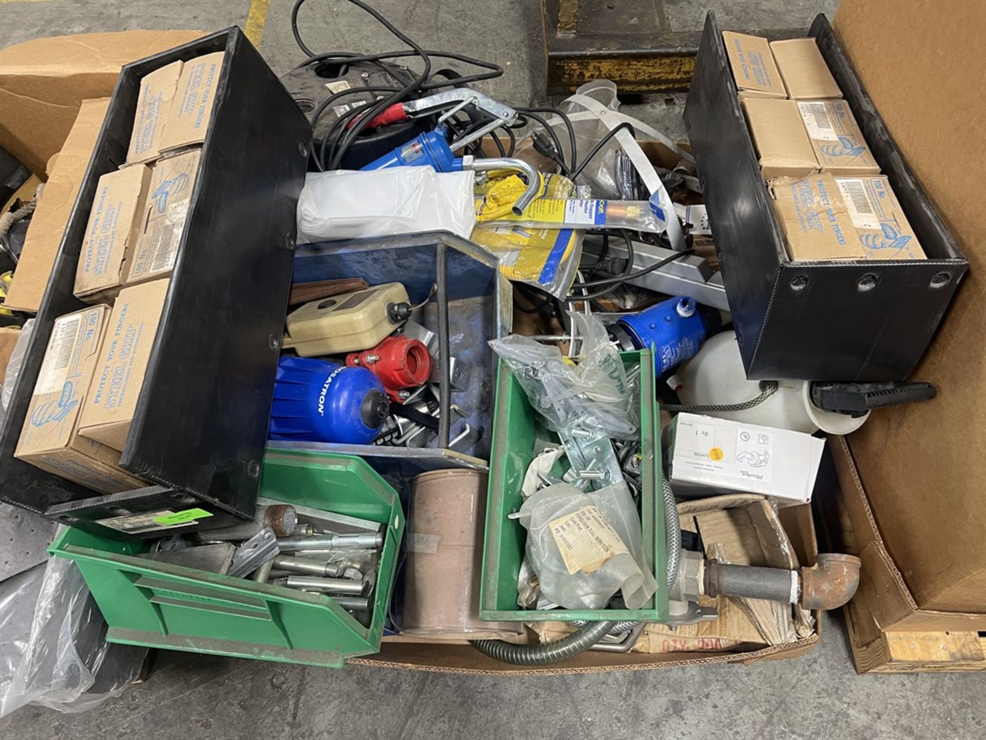 Lot of (8) Skids of PPE, Gloves, Boots, Wire Brushes, Electronics, Ductwork and Hardware (BUILDING - Image 11 of 14