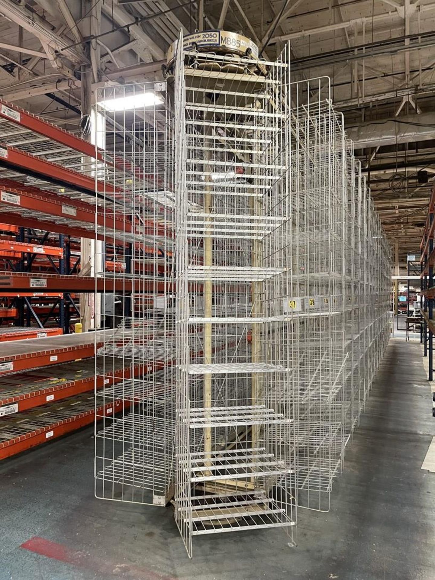 RICHARDS WILCOX 2050 Rotating Bin Carousel Inventory Storage System, 42 Sections of 10 Baskets Each,