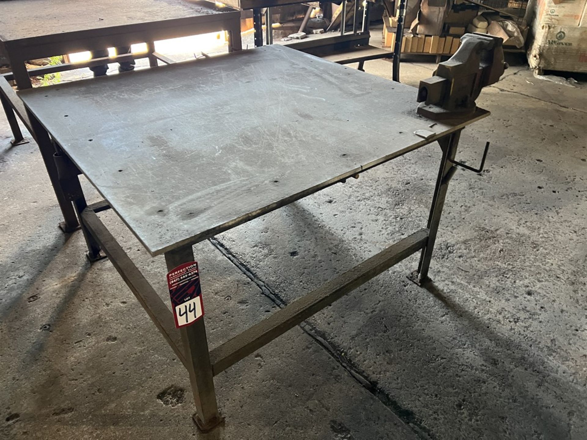 Steel Table, 4' x 4', w/ATHOL 4" Bench Vise (Building 39)