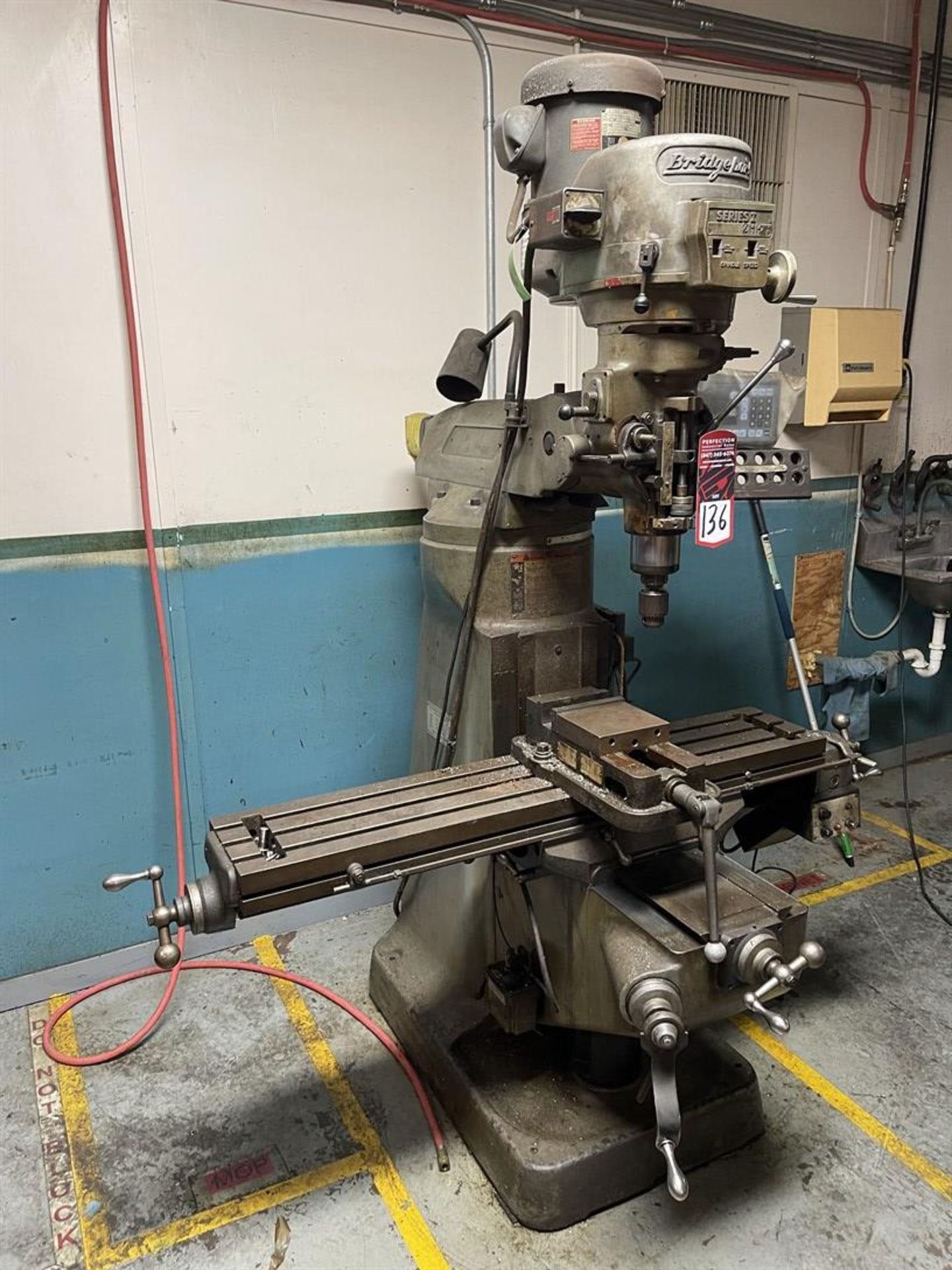 BRIDGEPORT Series I 2 HP Vertical Milling Machine, s/n 249645, 9" x 48" Table, Mitutoyo KA Counter