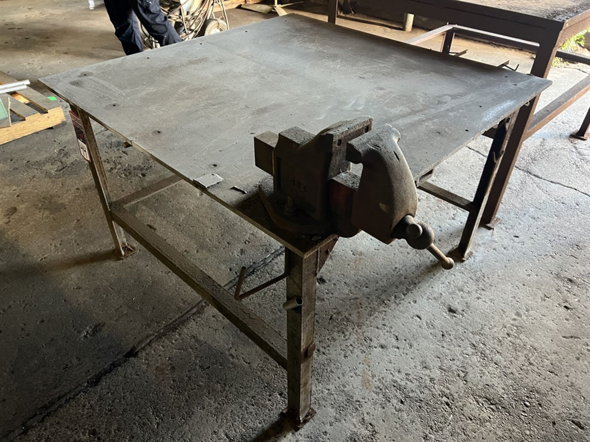 Steel Table, 4' x 4', w/ATHOL 4" Bench Vise (Building 39) - Image 2 of 3