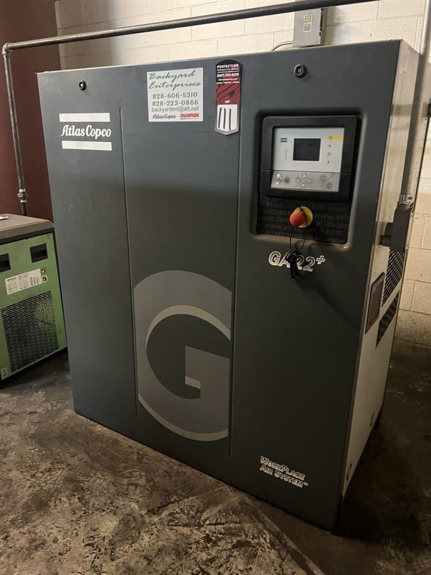 2018 ATLAS COPCO GA22+ Air Compressor, s/n API333665, 30 HP, 157 PSI,