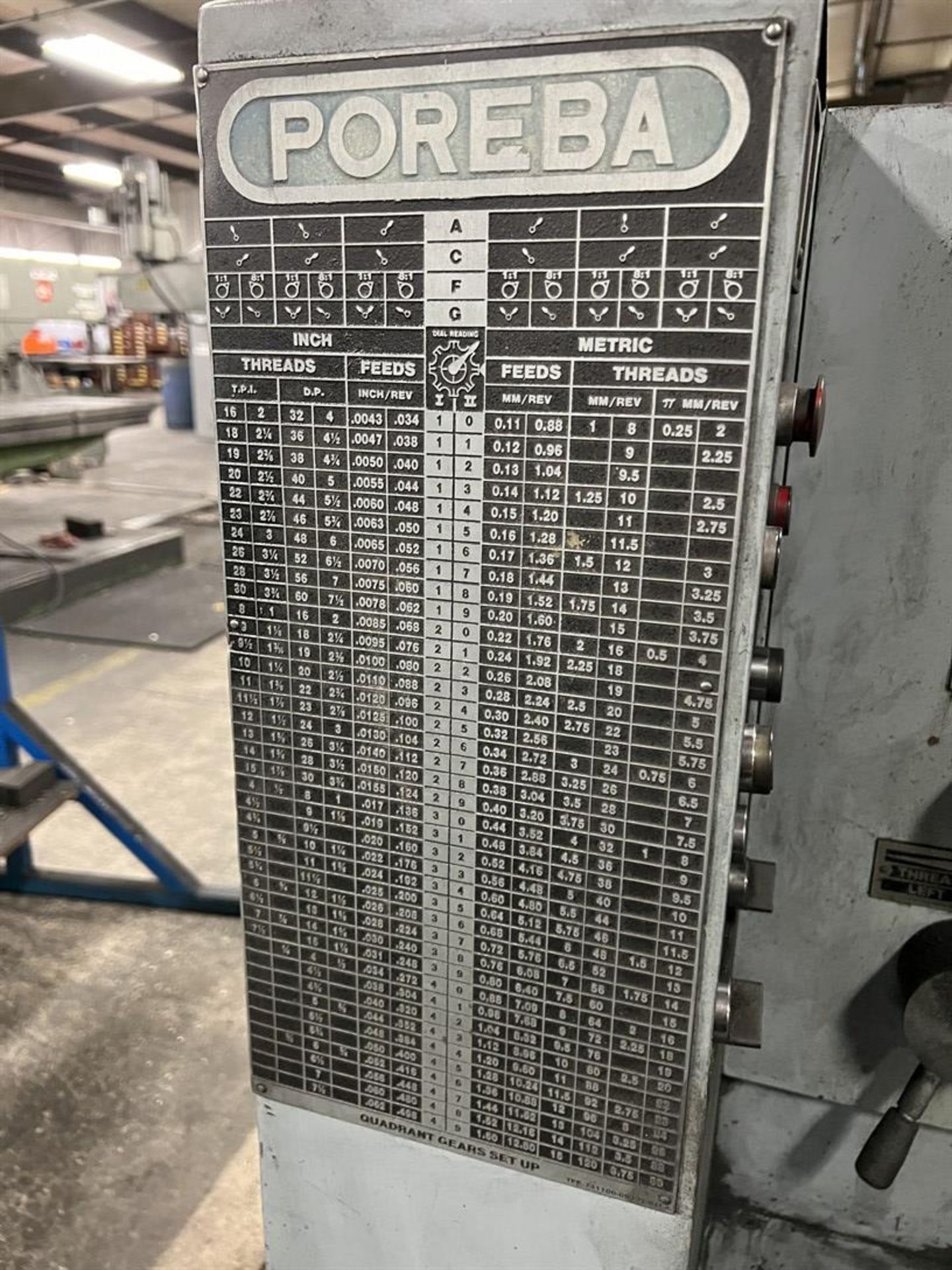 POREBA TRP-93X2M Lathe, s/n 7402-06-04023-00, 36" Swing x 78" Between Centers, 4-Way Tool Post, - Image 9 of 11