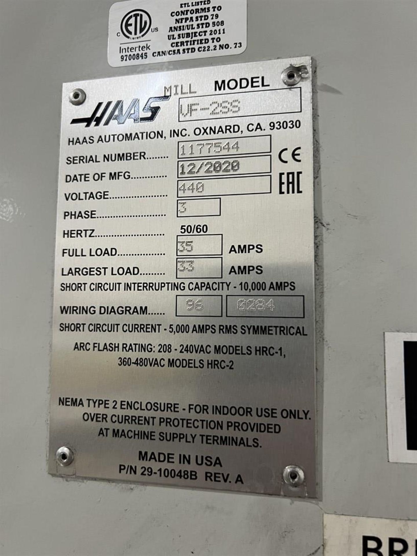 2020 HAAS VF-2SS Vertical Machining Center, s/n 1177544, 30"X, 16"Y, 20"Z, 36" x 14" Table, 4-24" - Image 11 of 11