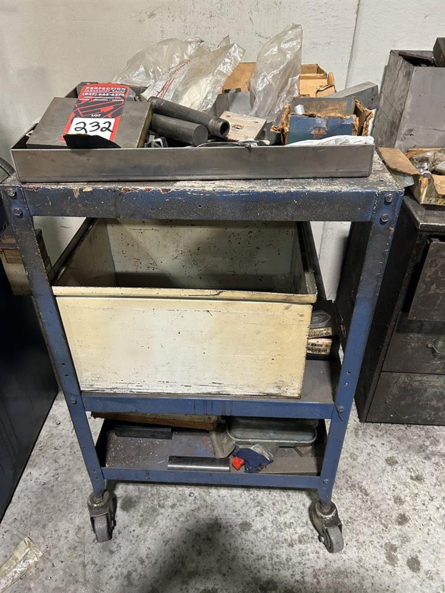 Assorted Tool Steel on Cart w/ File Cabinet - Image 2 of 3