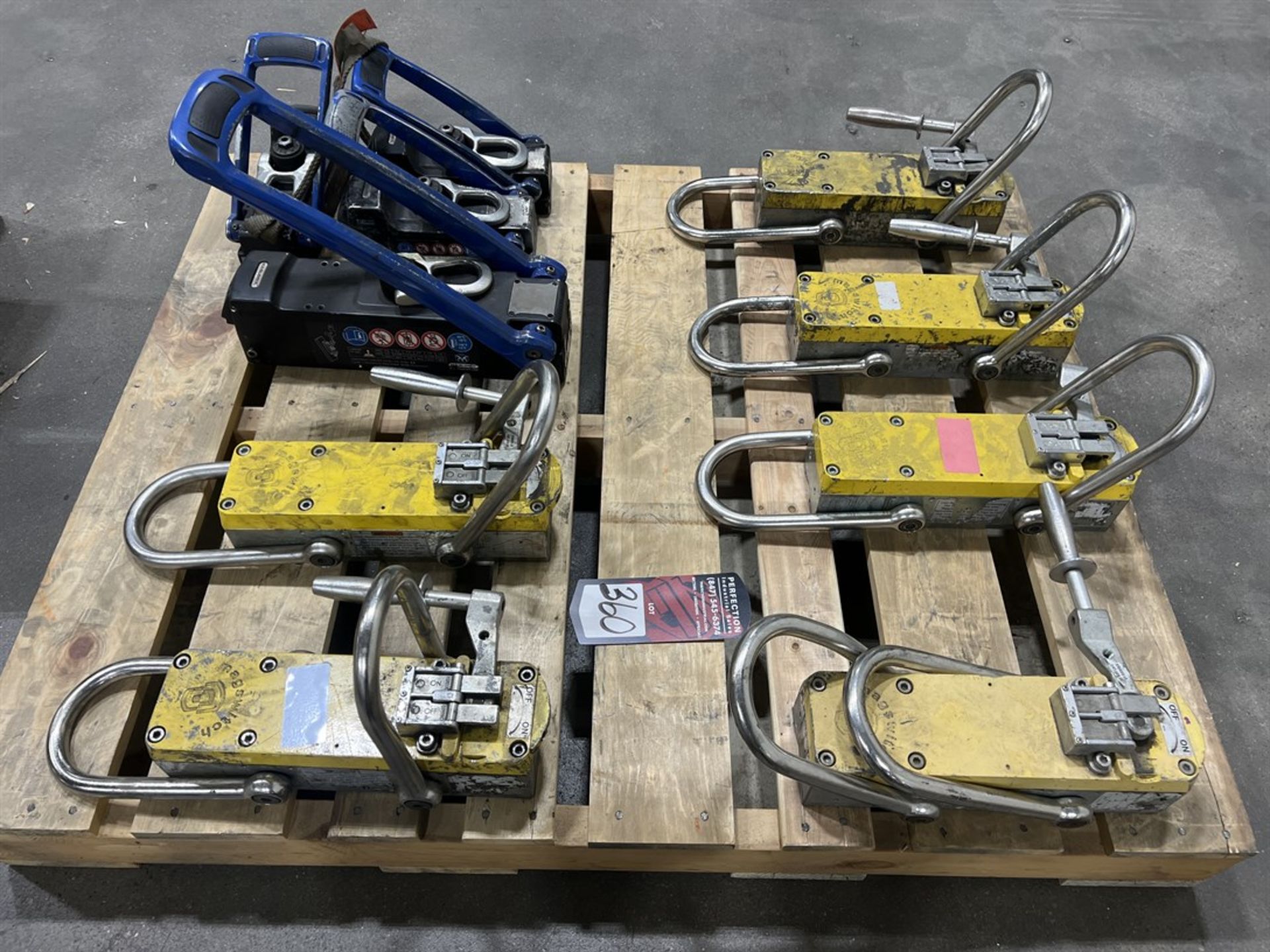 Pallet of Assorted Lifting Magnets from 1000 to 2200 Lb. Capacity