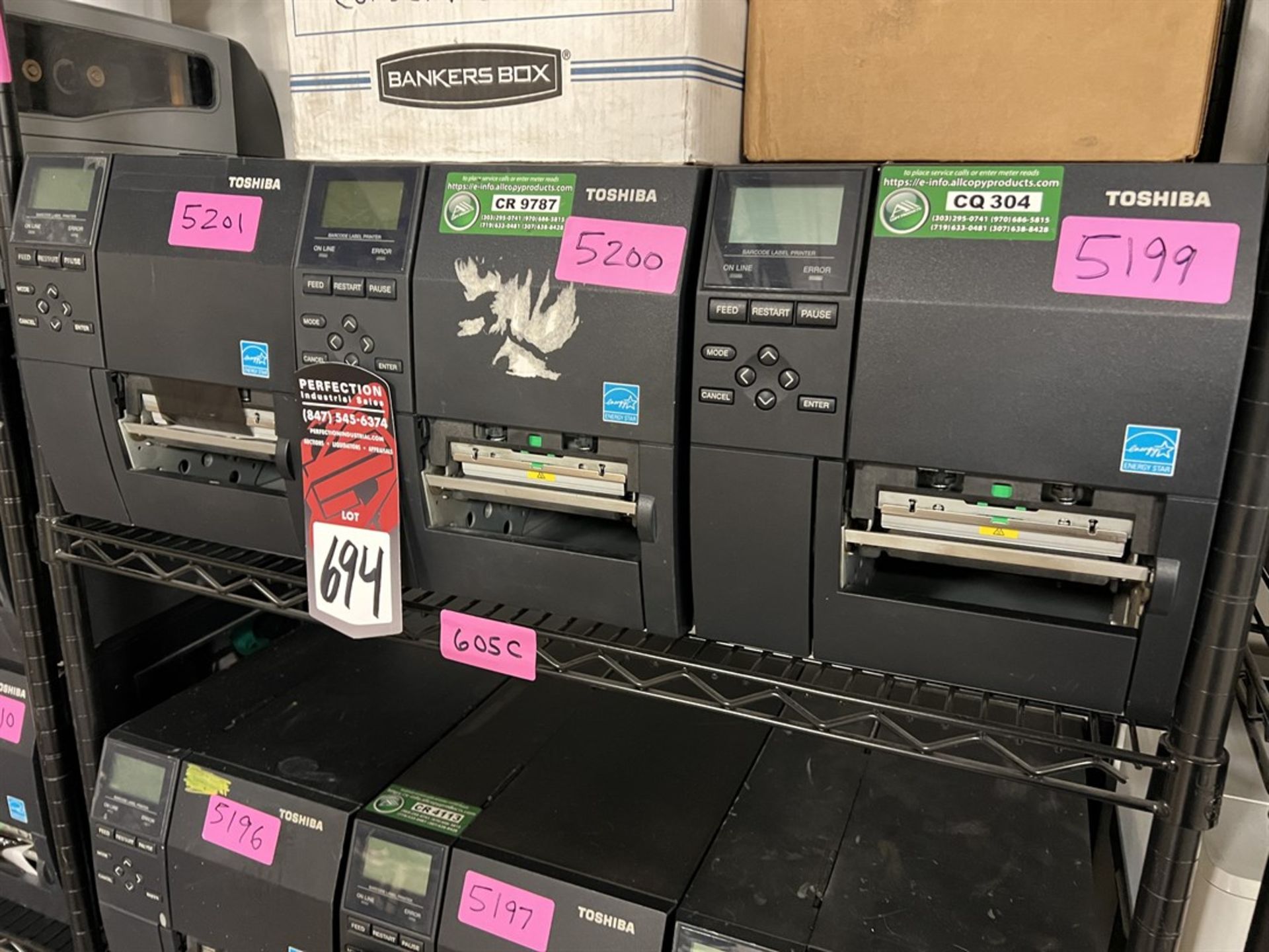 Lot of (3) TOSHIBA B-EX4 Barcode Printers - Image 2 of 3