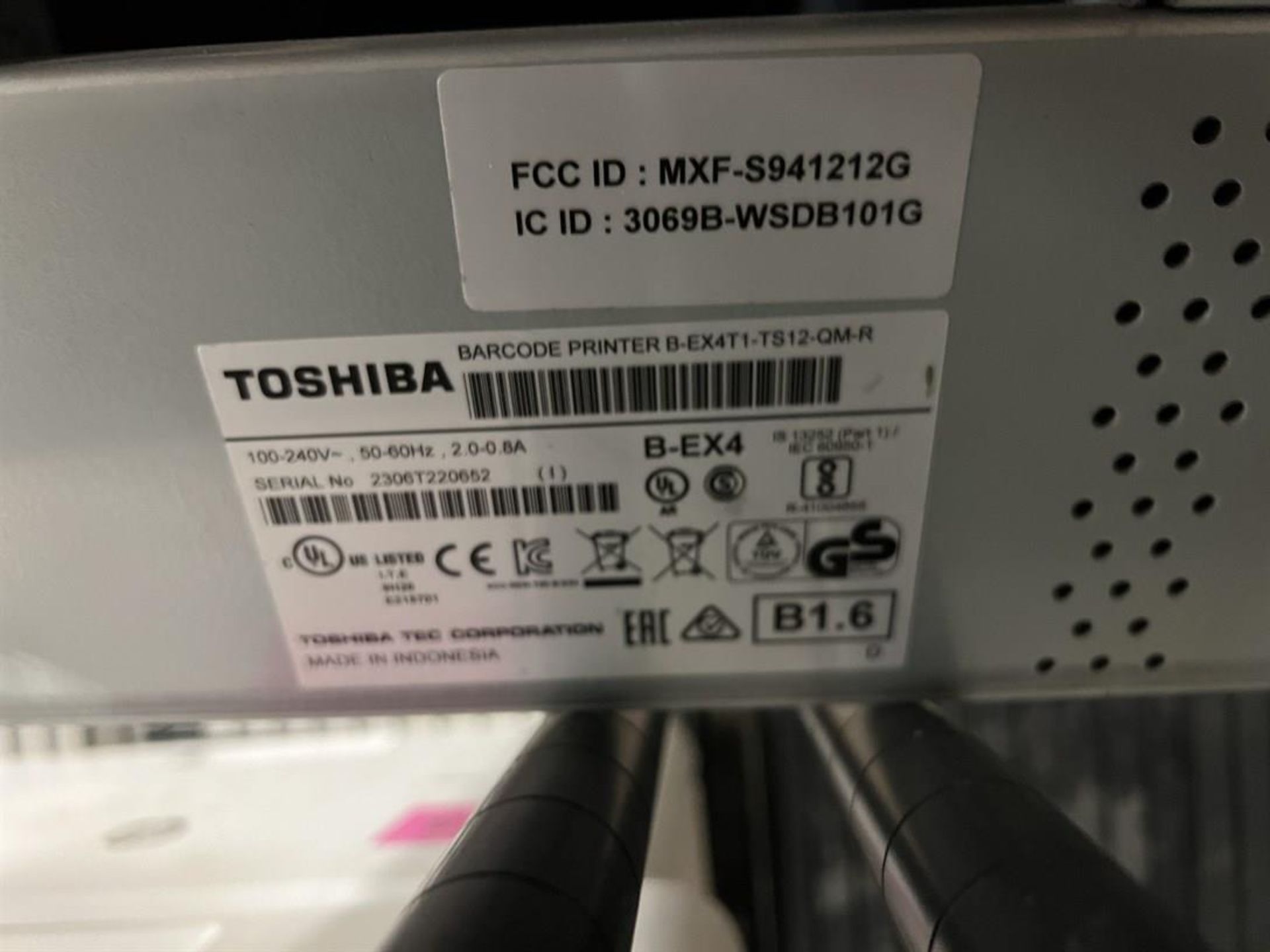 Lot of (3) TOSHIBA B-EX4 Barcode Printers - Image 3 of 3