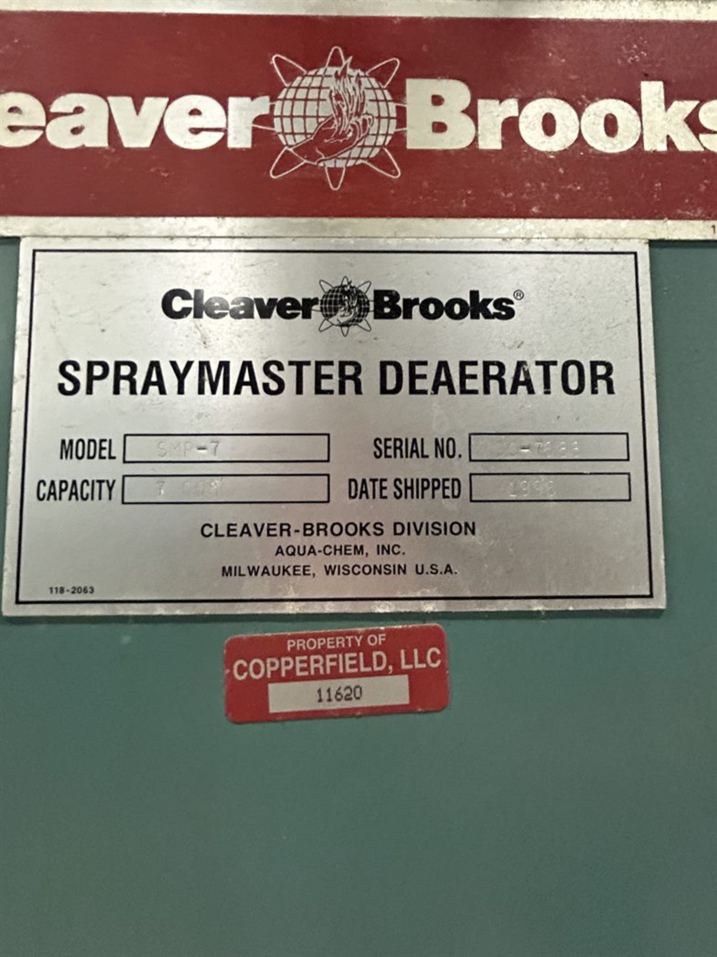 CLEAVER BROOKS SMP-7 Spraymaster Deaerator, s/n DC-7688 - Image 6 of 6
