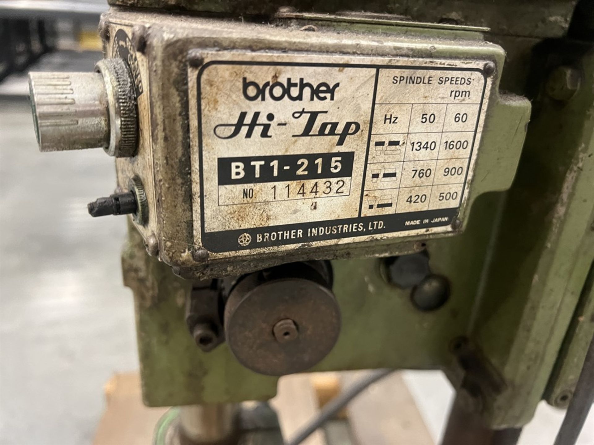 BROTHER Hi-Tap BT1-125 Tapping Machine, s/n 114432, 420-1600 RPM - Image 6 of 6