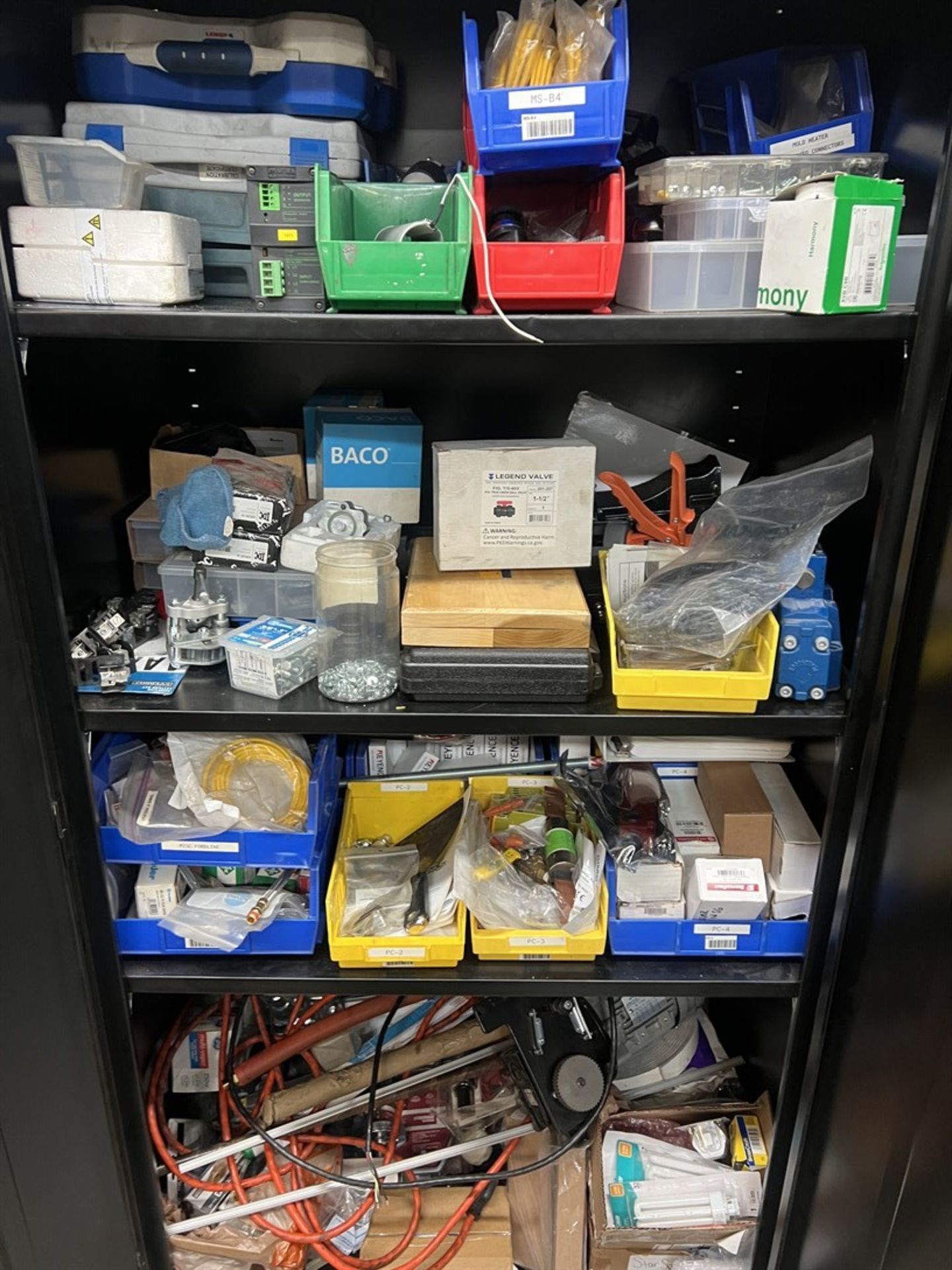 Shop Cabinet w/ Contents Including Fasteners, Solenoids, Communication Cables, Tap and Die Set, Ligh - Image 5 of 5