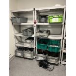 Lot of (2) Shelving Units w/ Communication Cable, AB Contactors, Assorted Tubing and Wire
