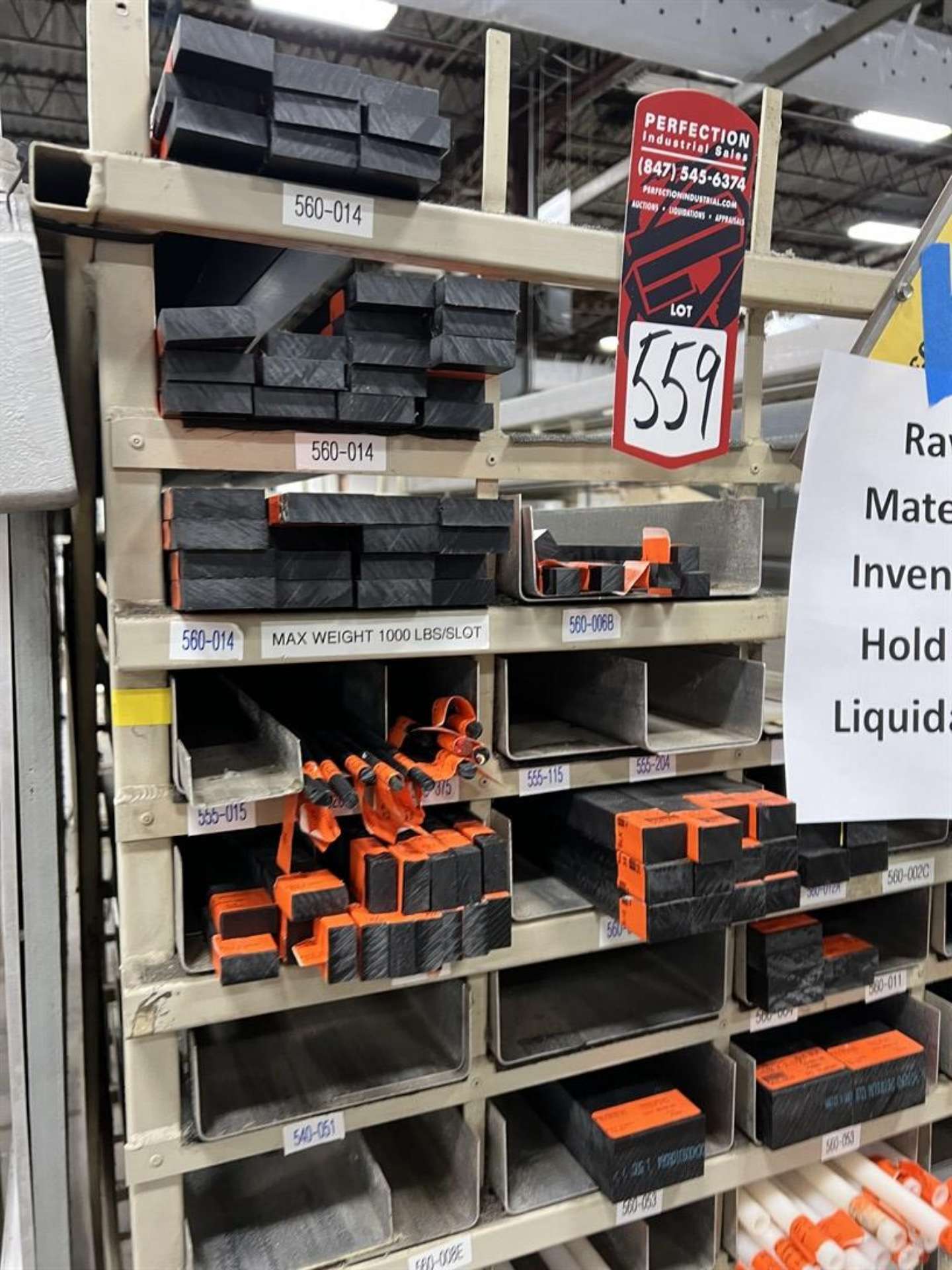 Round Square Threaded Rack Stock Rack w/ Contents Including Plastic Square Stock, Tubing, Steel ...