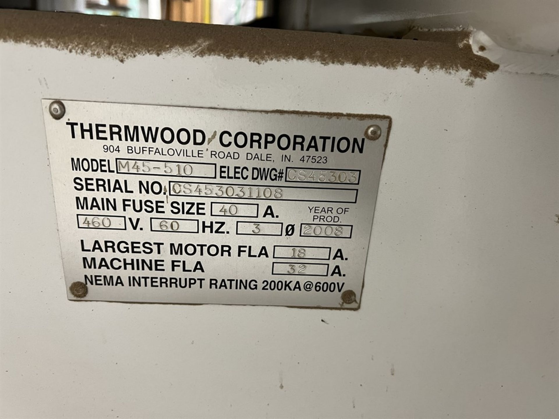 2008 THERMWOOOD CORP. M45-510 CNC Router, s/n 0S453031108, 3-Axis, 5’ x 10’ Table, 5-ATC, 40 - Image 15 of 18