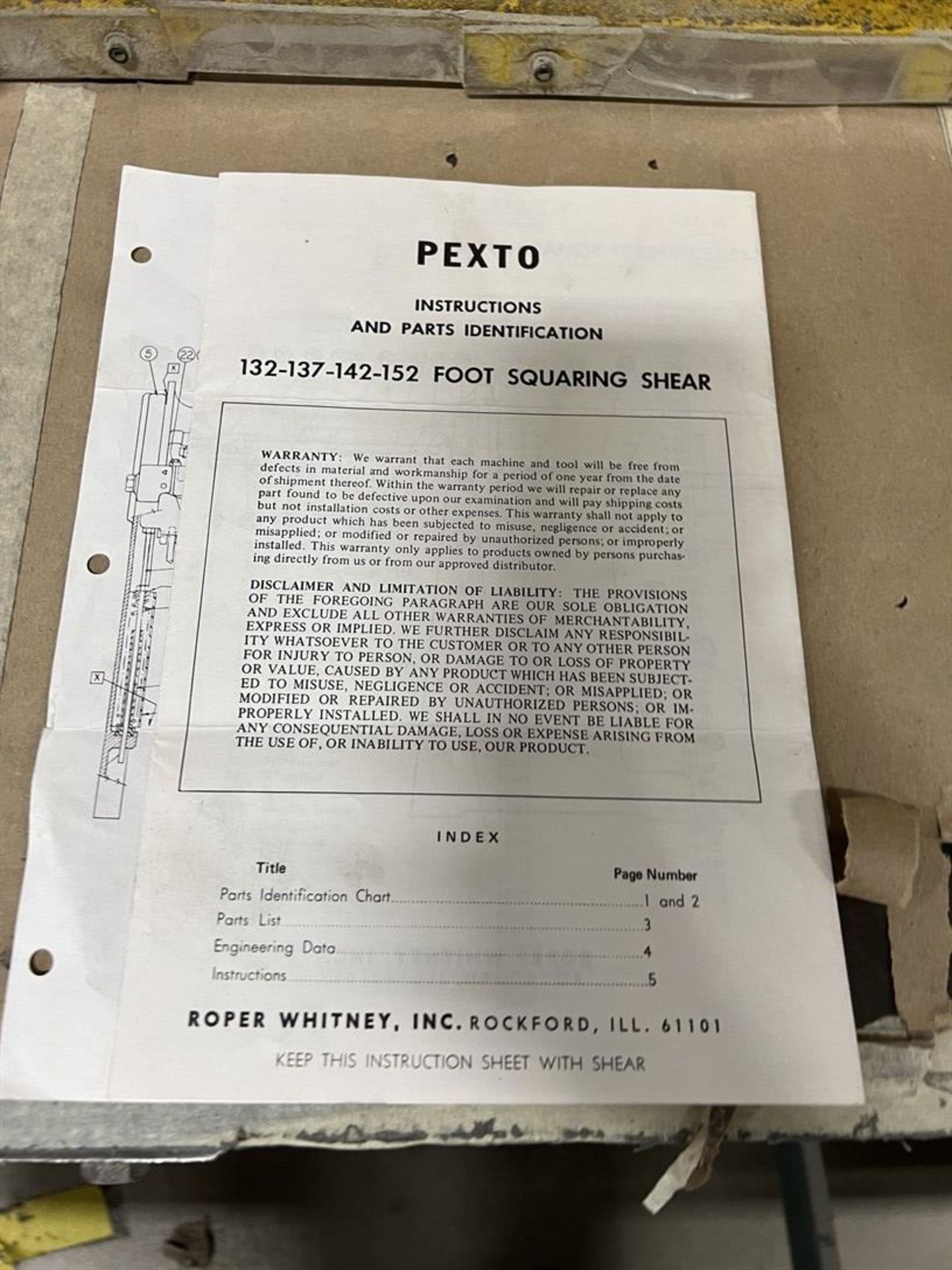 PEXTO 152K Foot Shear, s/n 1352-10-82, 52” x 16 Ga Capacity (A removal ...