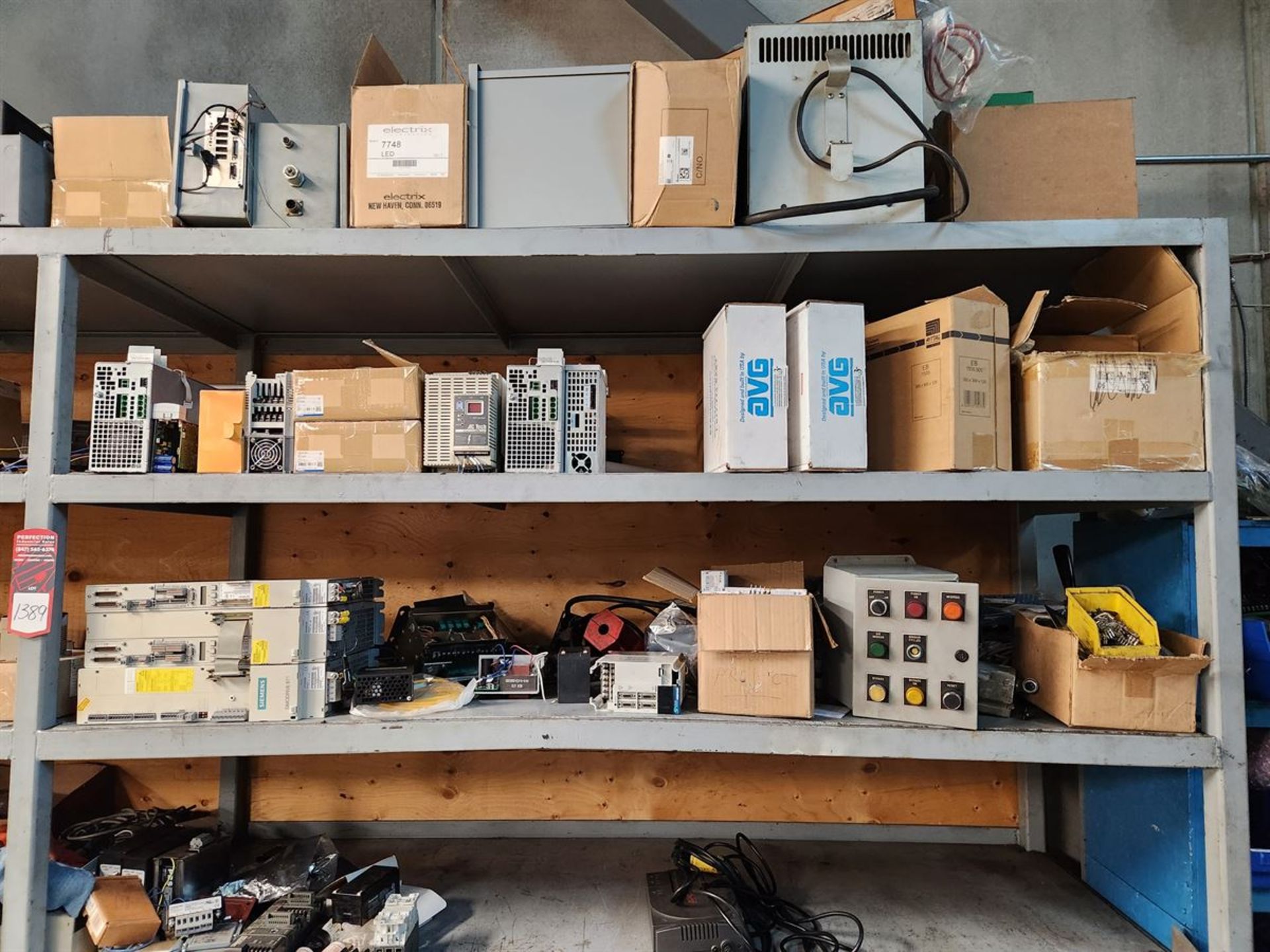 Steel Shelving w/ Electrical Contents, includes: Motors, Cables, Switches, Modules, etc. - Image 3 of 5