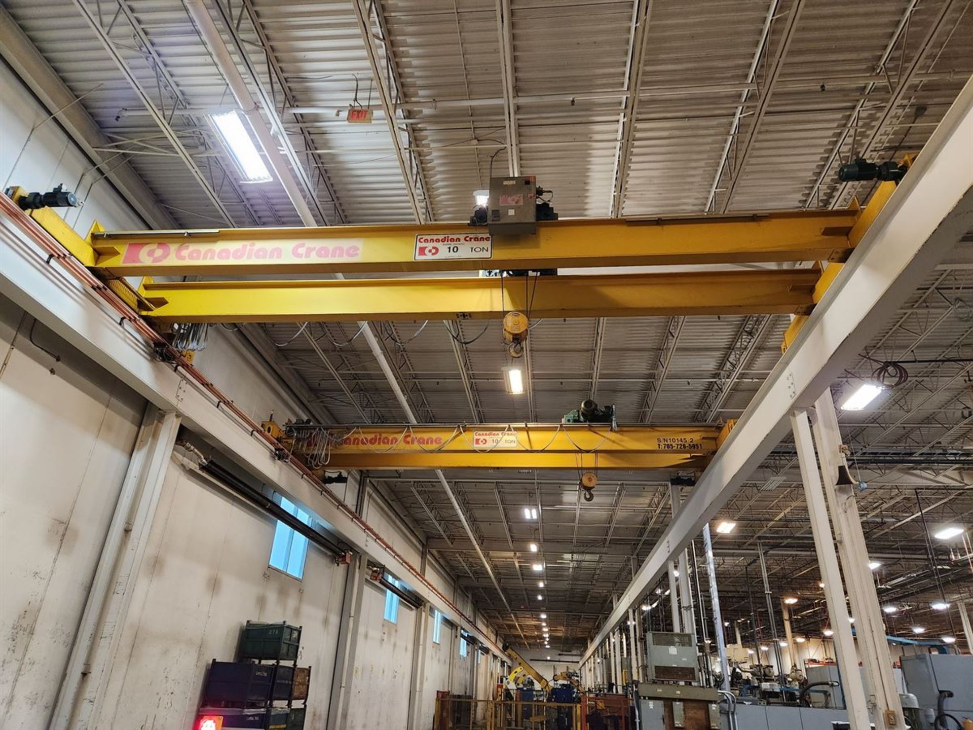 CANADIAN CRANES 10 Ton x 36’ (est) Overhead Bridge Cranes, s/n 10145-1, w/ Radio Control