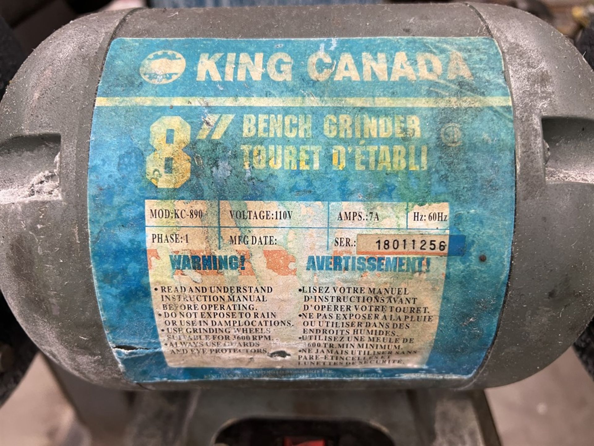 KING CANADA KC-900 8" Dual End Pedestal Grinder - Image 4 of 4