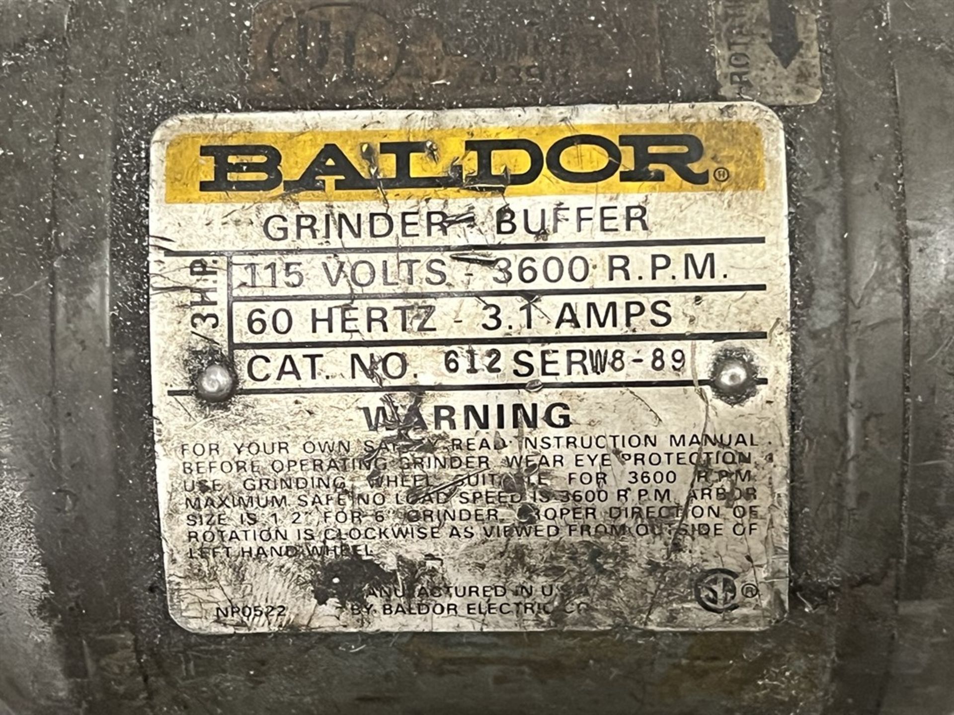 BALDOR 612 Dual End Pedestal Grinder - Image 4 of 4