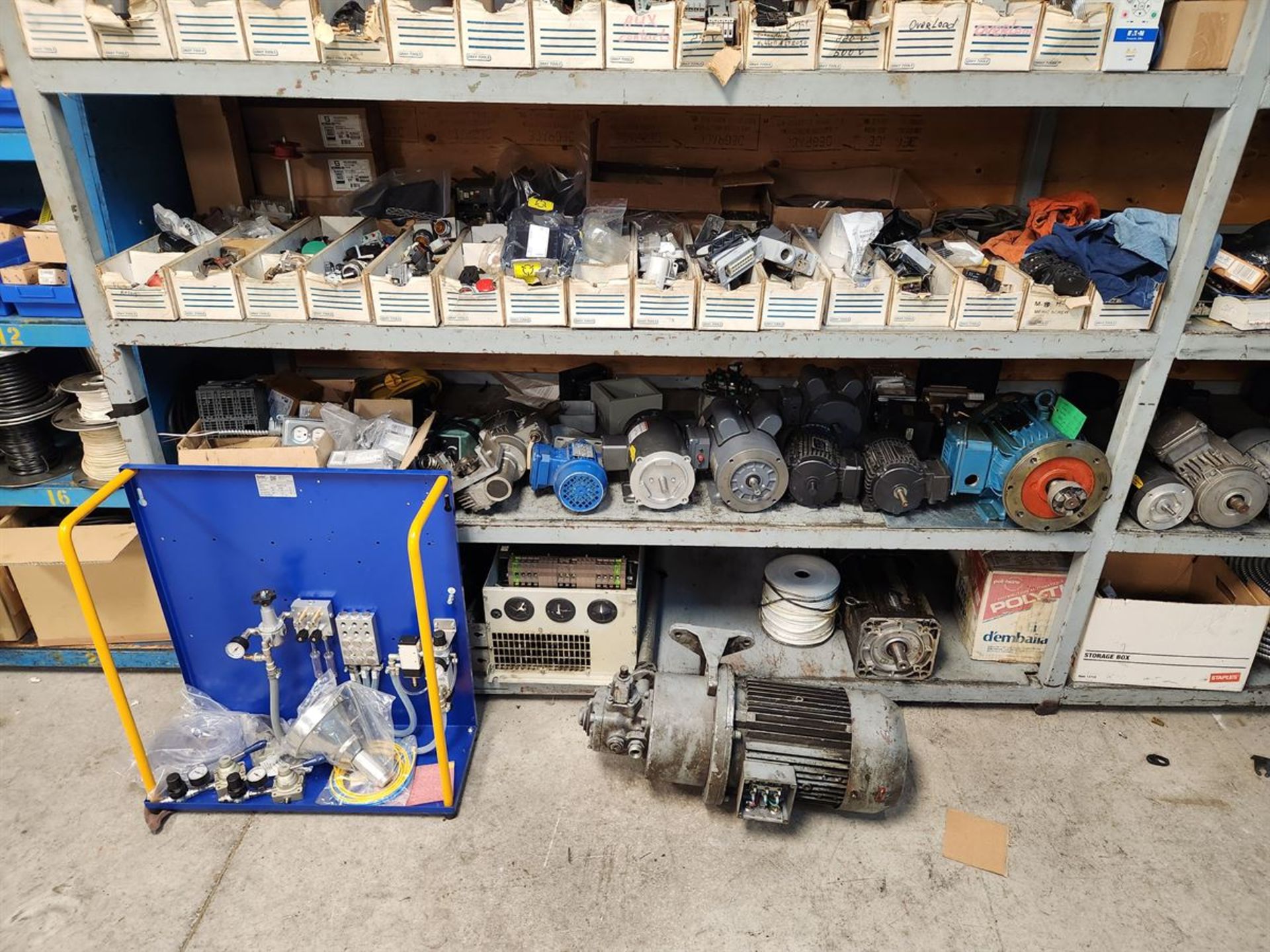 Steel Shelving w/ Electrical Contents, includes: Motors, Cables, Switches, Modules, etc. - Image 4 of 5