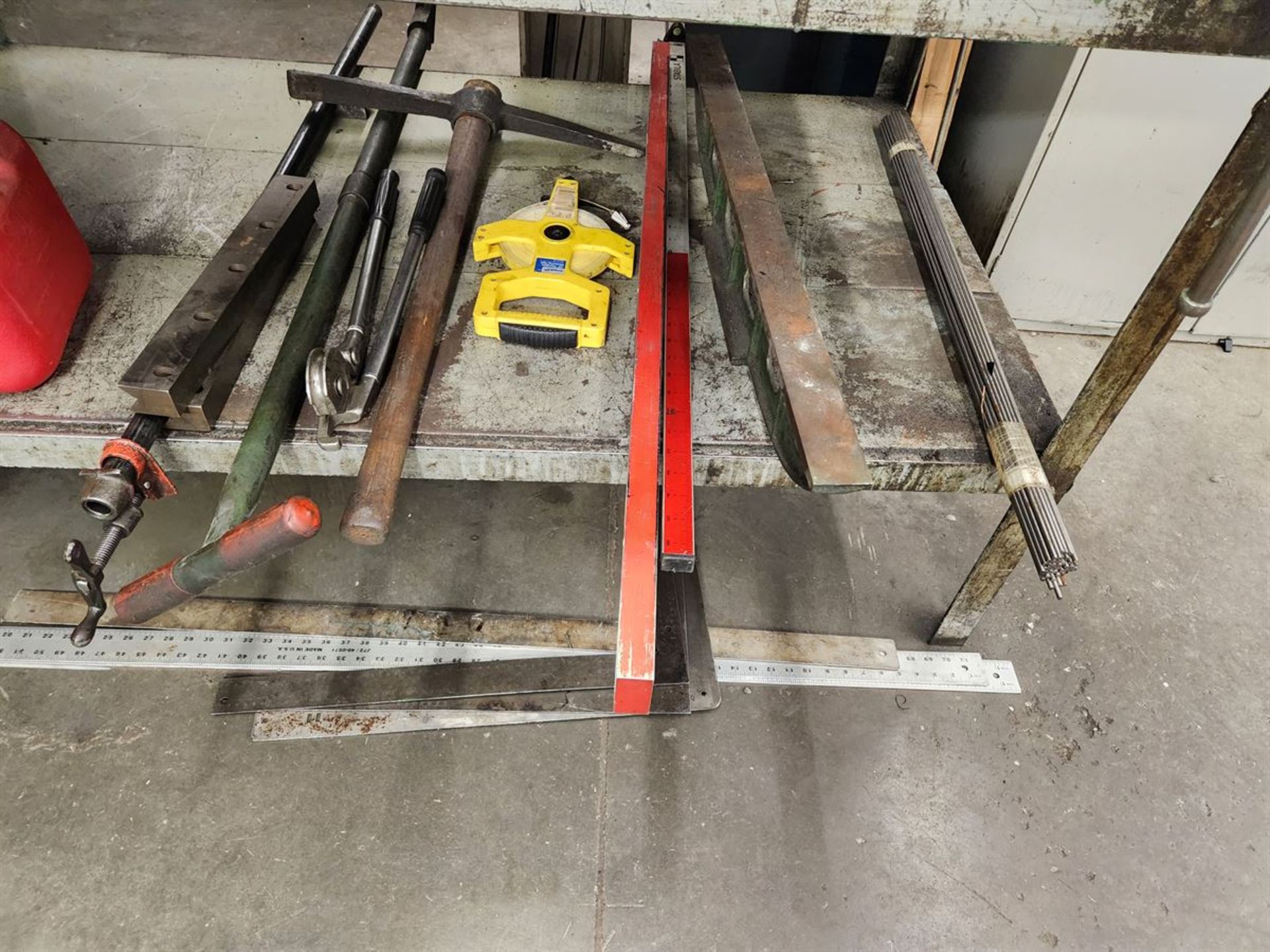 Steel Workbench 3' x 10' w/ contents of bottom shelf - Image 2 of 3