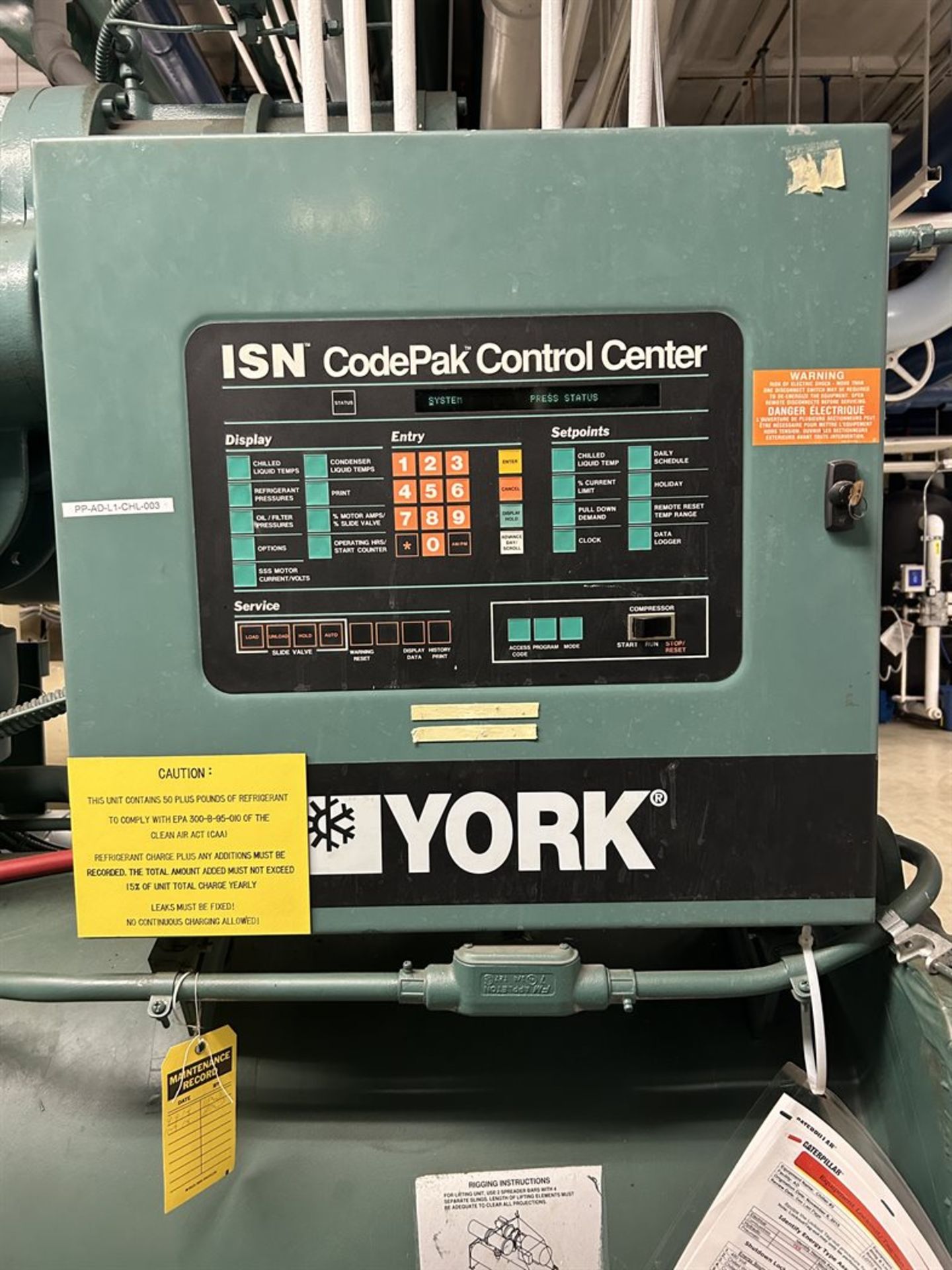 YORK Rotary Screw Chilling System, s/n YCCH23350090YE, Max Speed 3600 RPM, 300 PSI, 21,064 Hours - Image 2 of 8