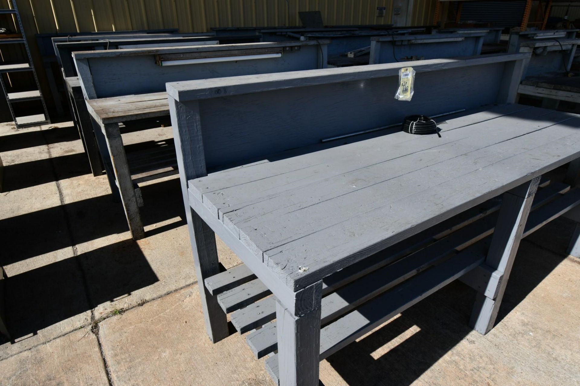 LOT OF WOODEN WORK BENCHES (APPROX. 5)