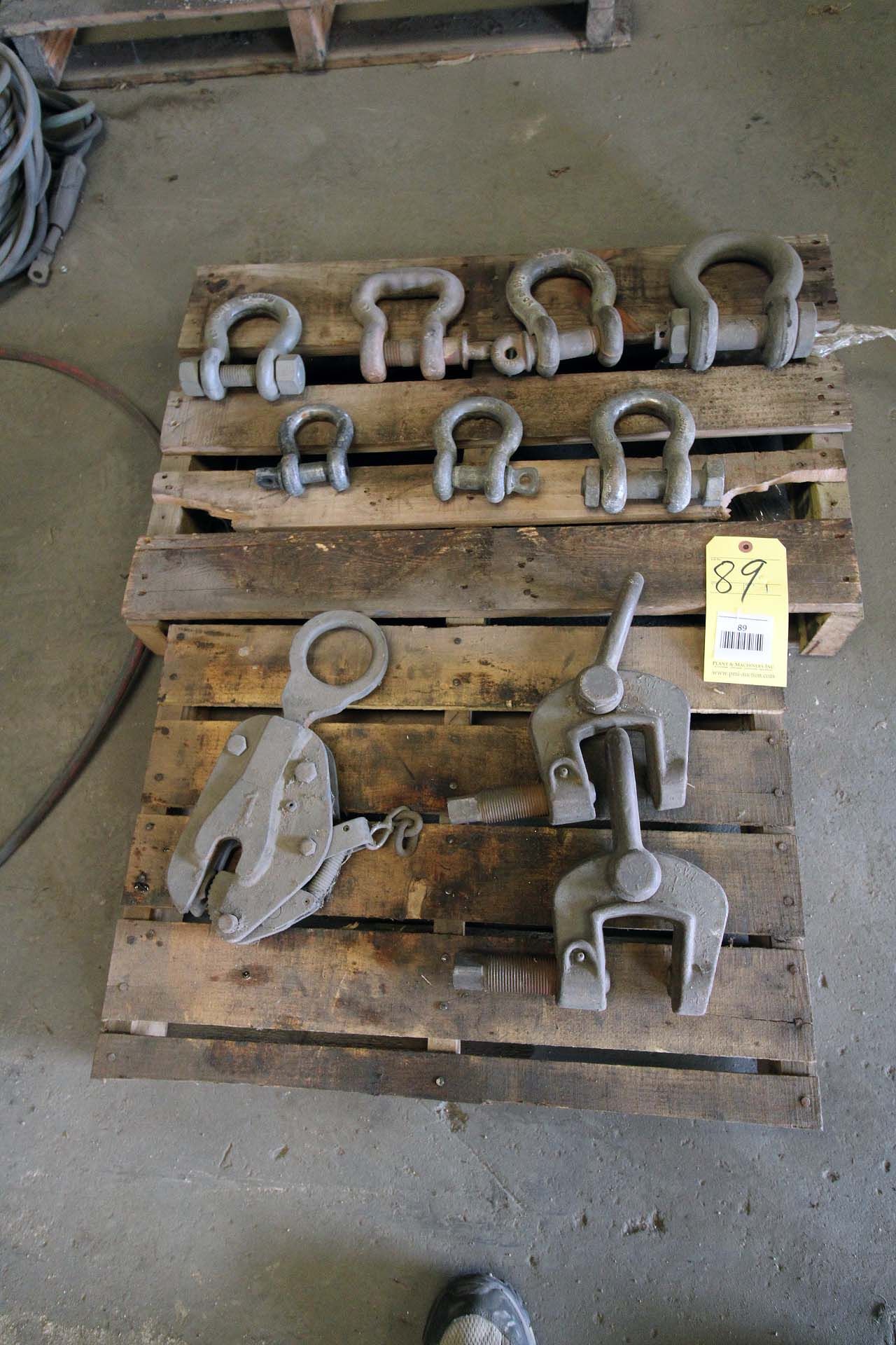 LOT CONSISTING OF: shackles & plate clamps (on two pallets)