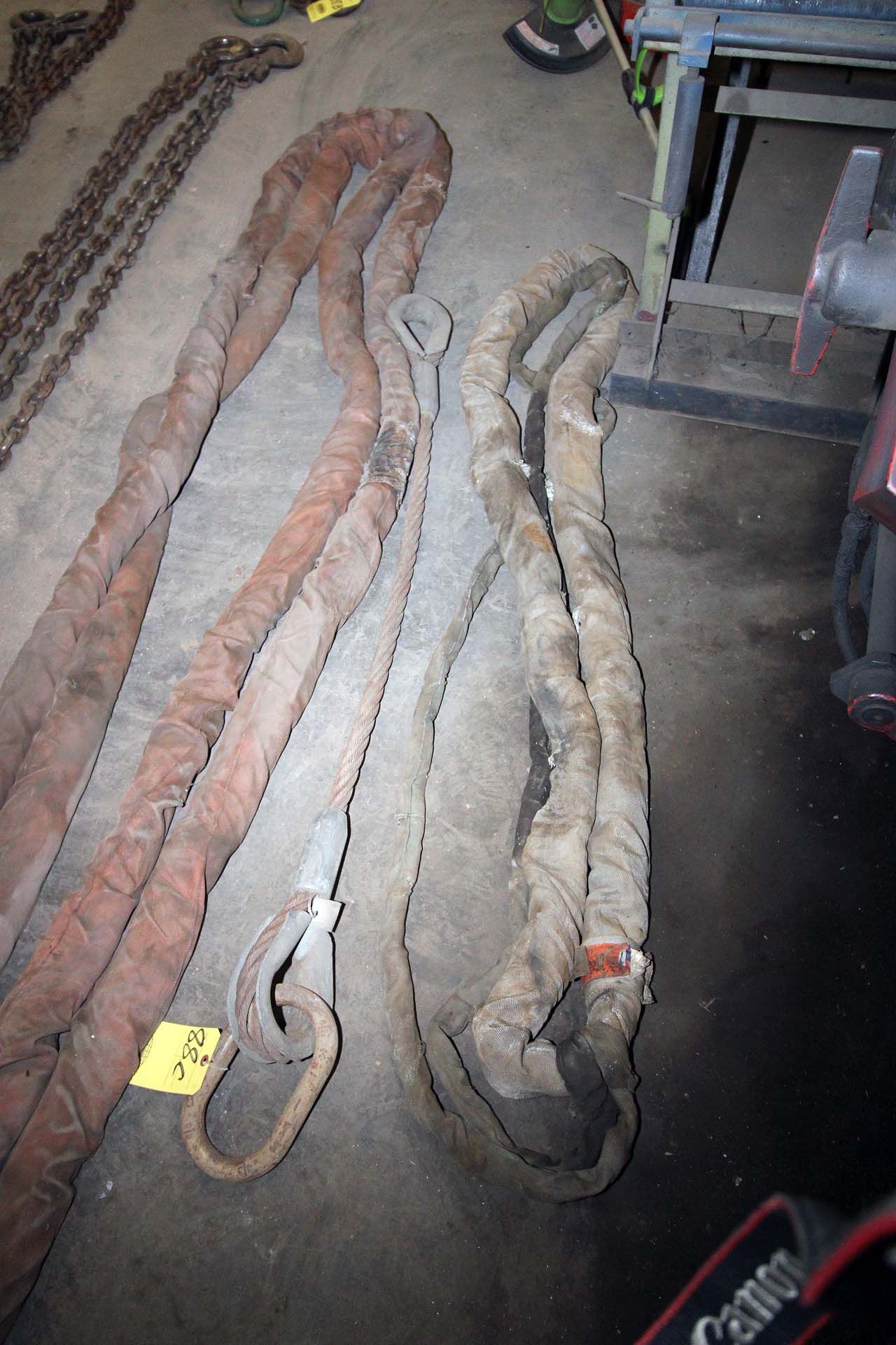 LOT OF LIFTING SLINGS, (1) 20' LONG, (2) 7' LONG AND (1) CHAIN, 7' LONG - Image 2 of 2
