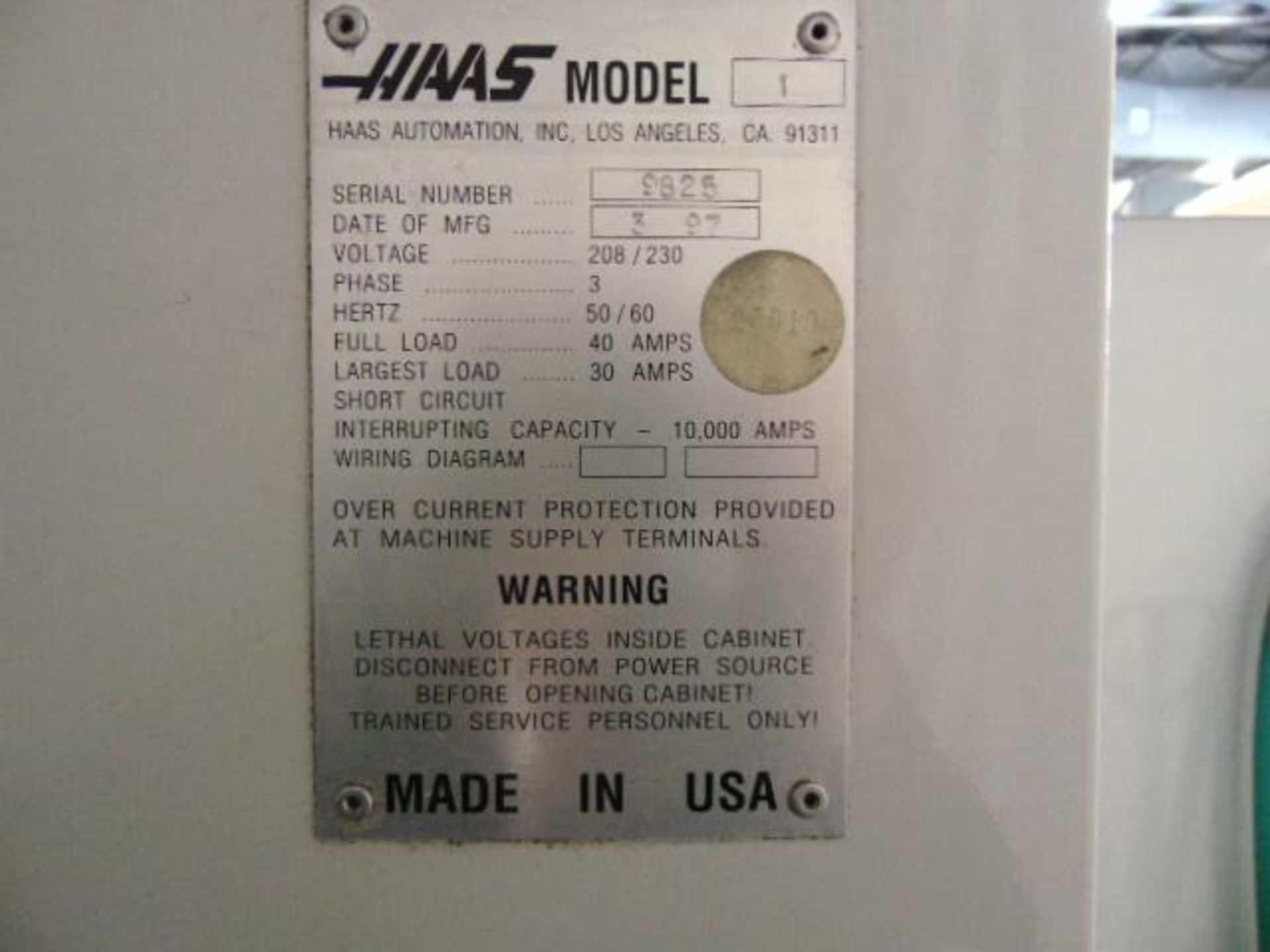 4-AXIS VERTICAL MACHINING CENTER, HAAS MDL. VF1, new 1997, 26" x 14" tbl. size, 20" X, 16" Y, 20" Z- - Image 9 of 10