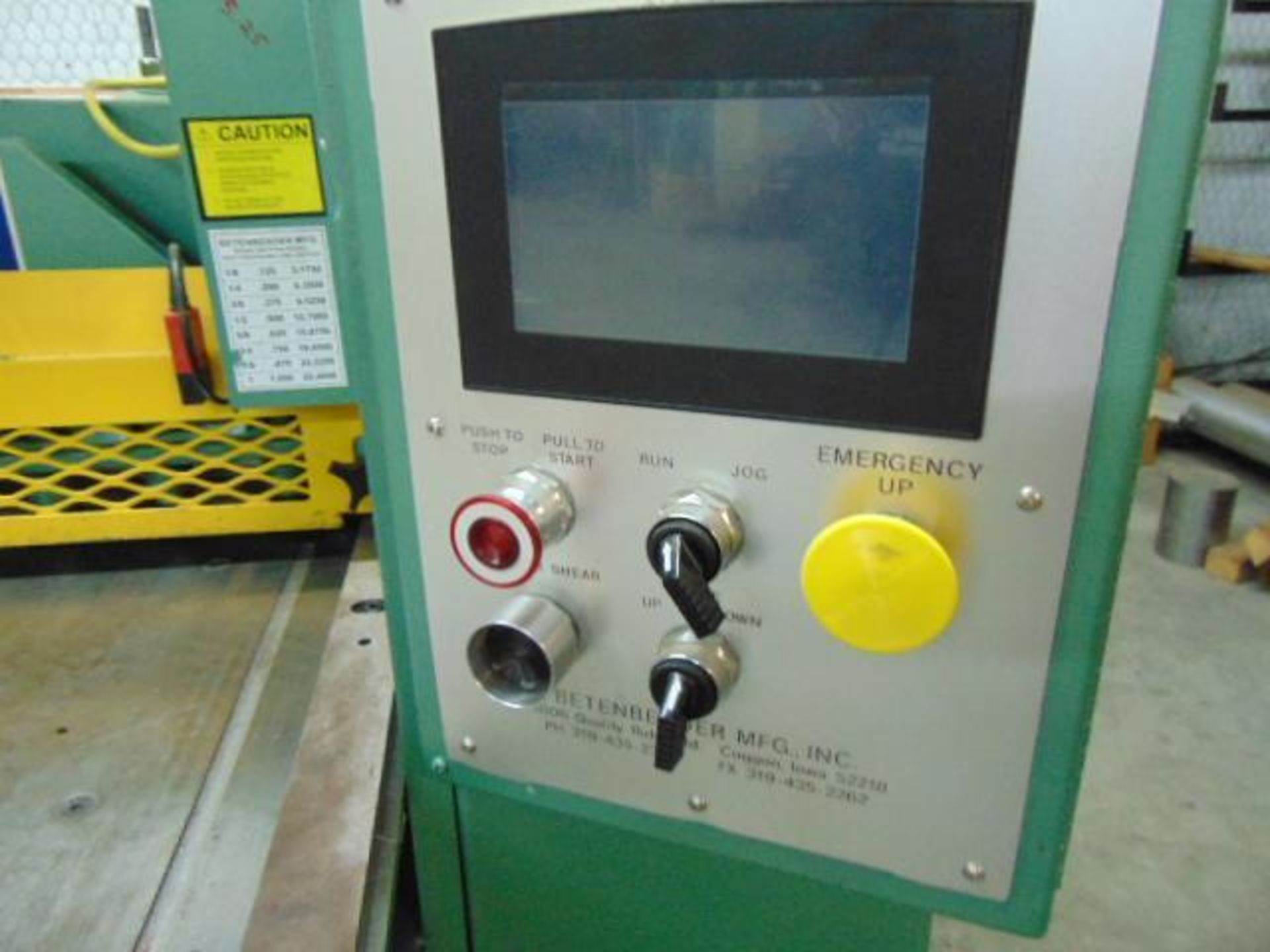 HYDRAULIC SHEAR, BENTENBENDER MDL. 4-10GA, 2020, 10 gauge x 4' cap., touch screen control, S/N 26632 - Image 3 of 9