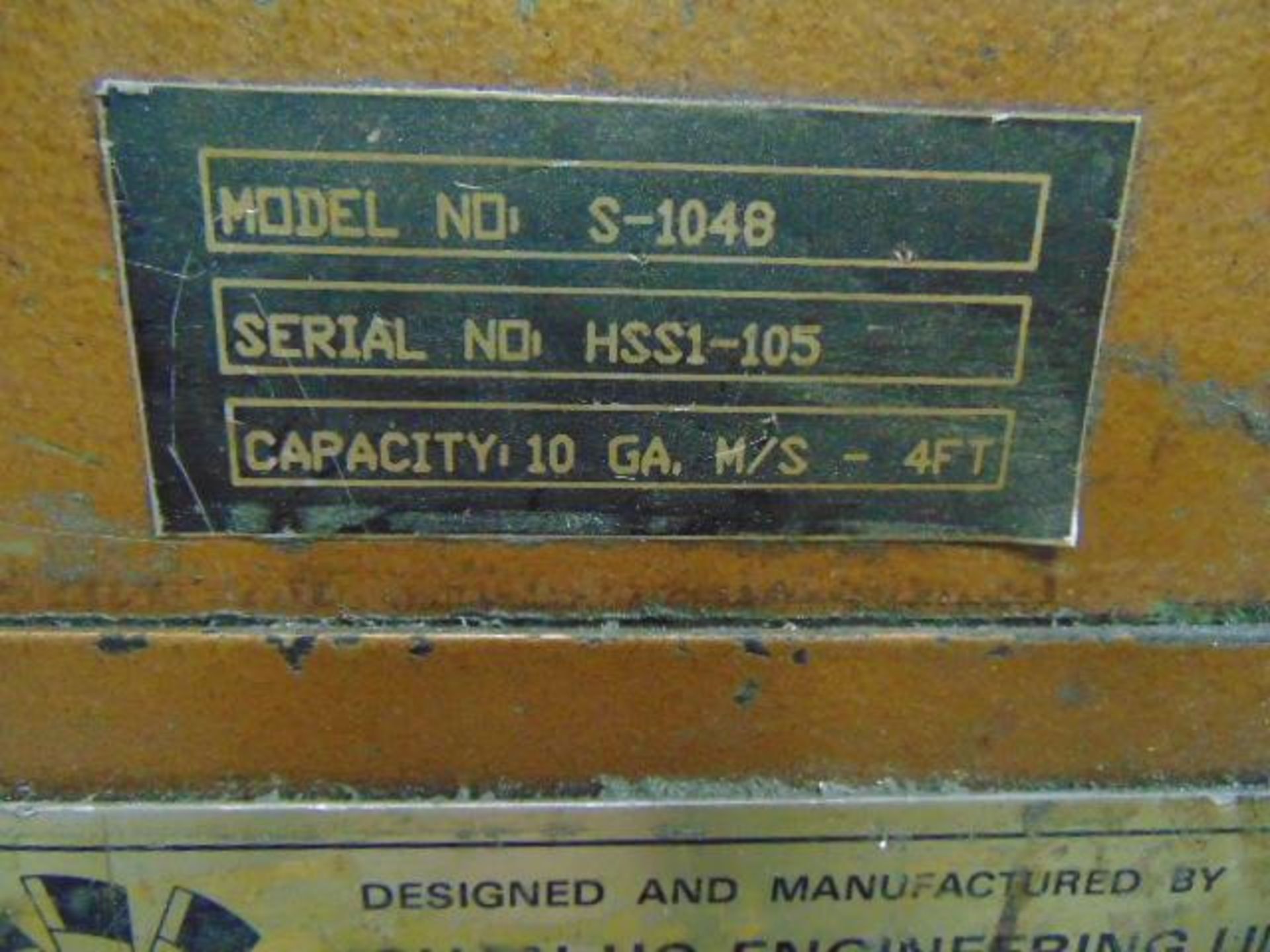 HYDRAULIC SHEAR, TRUFAB, MDL. S1048, 48" x 10 gauge cap., S/N HSS1-105 - Image 6 of 8