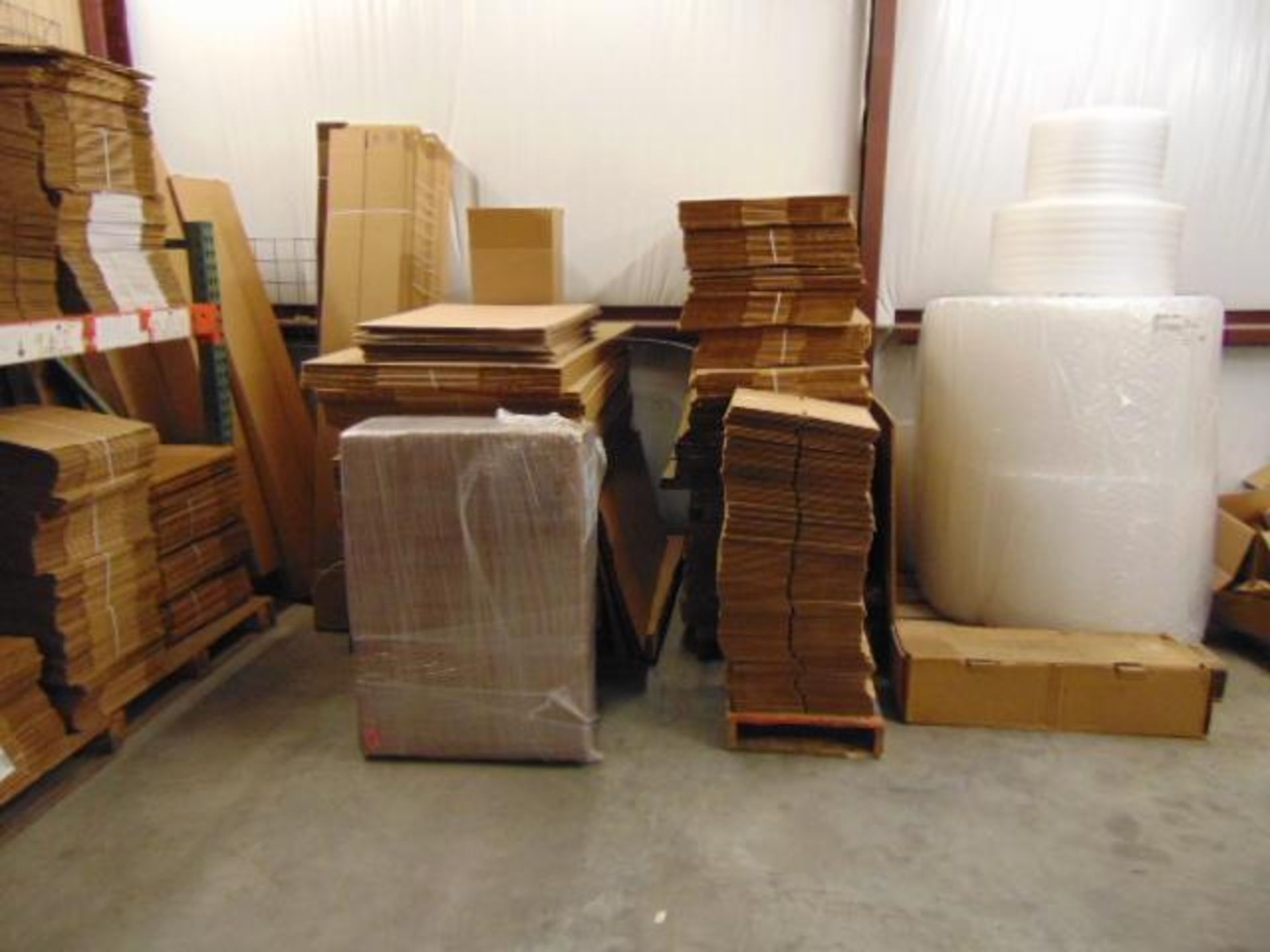 LOT OF CARDBOARD BOXES, w/ (2) sections pallet rack, assorted - Image 2 of 2