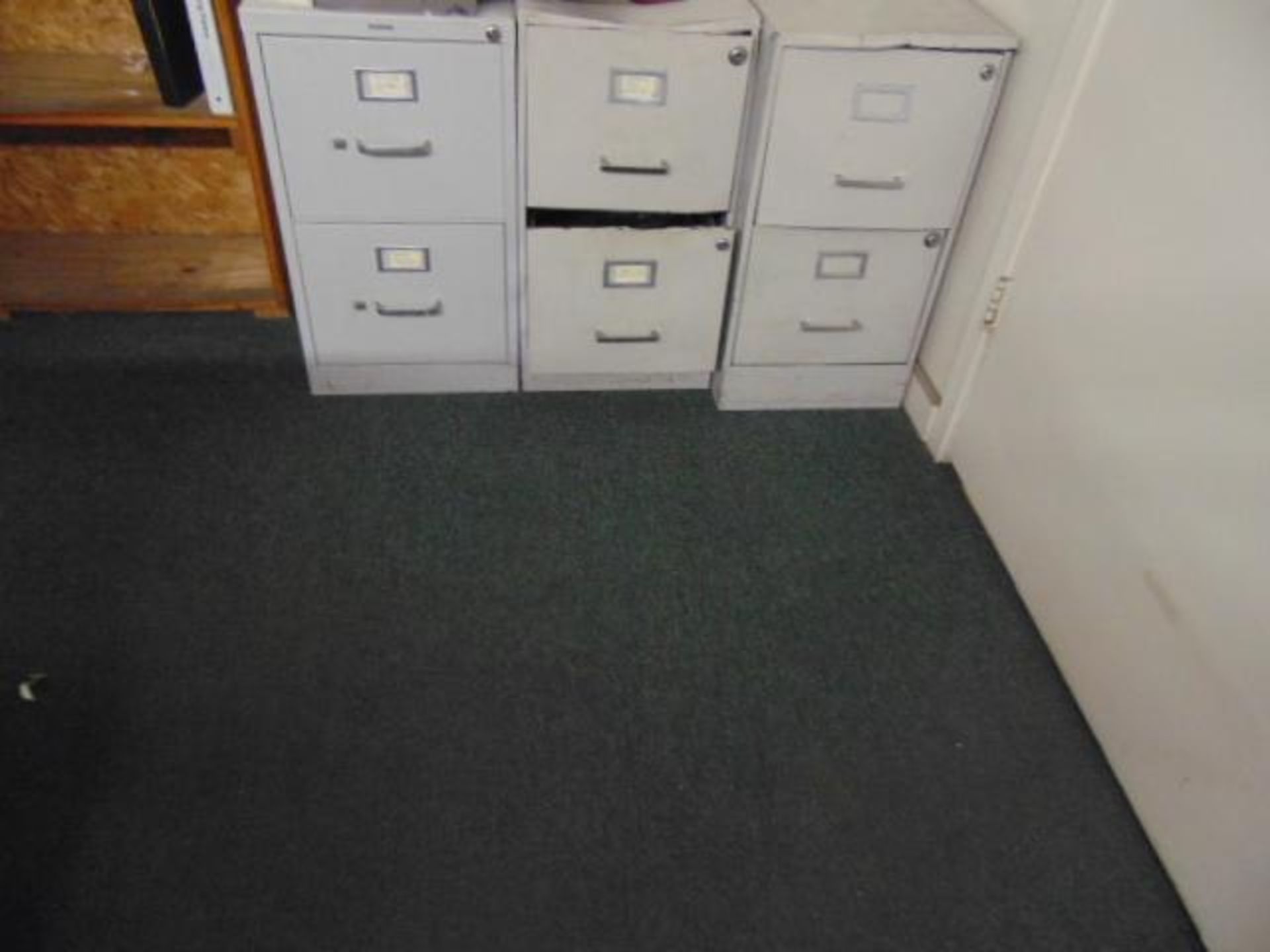 LOT CONSISTING OF: desk, wood shelf, 2-door cabinet, book shelf & (3) file cabinets (Note: Computer, - Image 3 of 4