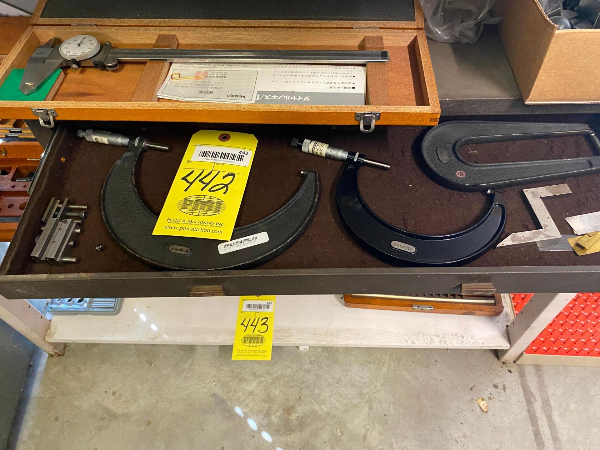 LOT OF QUALITY CONTROL EQUIPMENT: 12" Mitutoyo dial caliper, O.D. micrometers (Located at: Ellis Pre