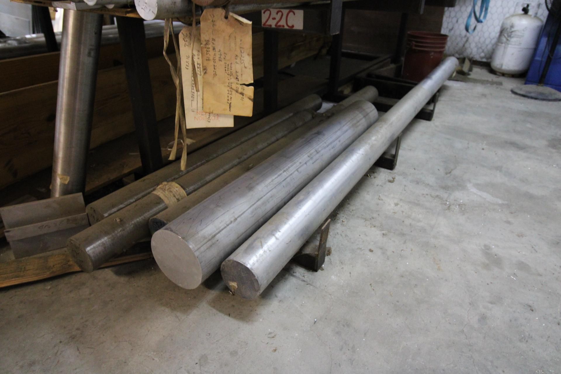 LOT OF ALUMINUM & 17-4 S.S. INVENTORY, W/ DOUBLE CANTILEVER STEEL RACK, 10'W BASE X 10' HT., Sample - Image 5 of 21