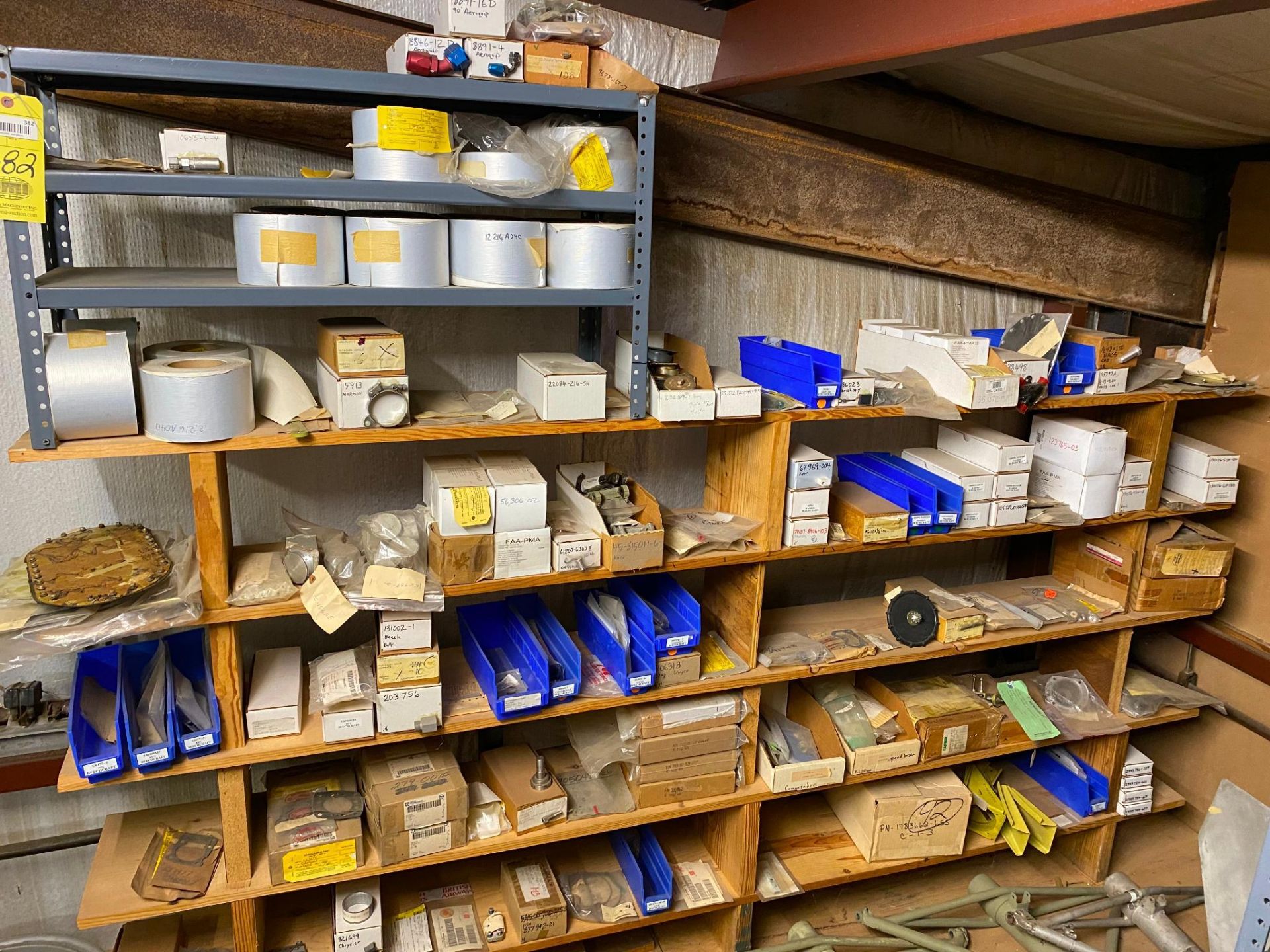 LOT OF FASTENERS, proprietary to aviation industry, on (1) shelving unit, shelving included, w/ Surp