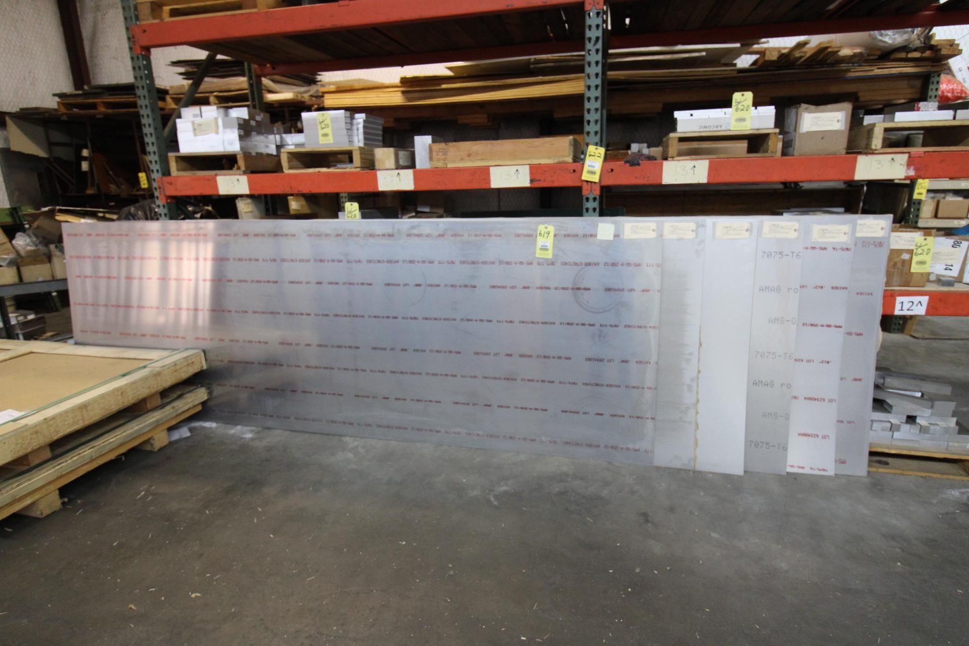 LOT OF ALUMINUM SHEET MATEIAL, Sample Inventory: (8) .090 thick x 48" x 144" 7075-T6, (2) .080 thick
